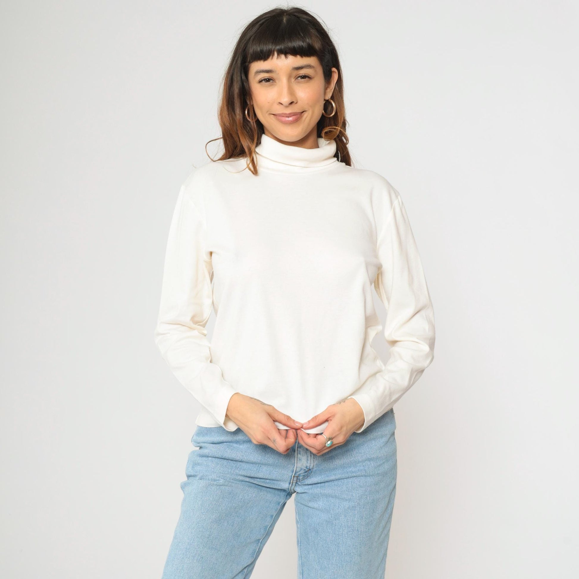 00s Christopher & Banks Off-White Turtleneck Long Sleeve Top Medium M