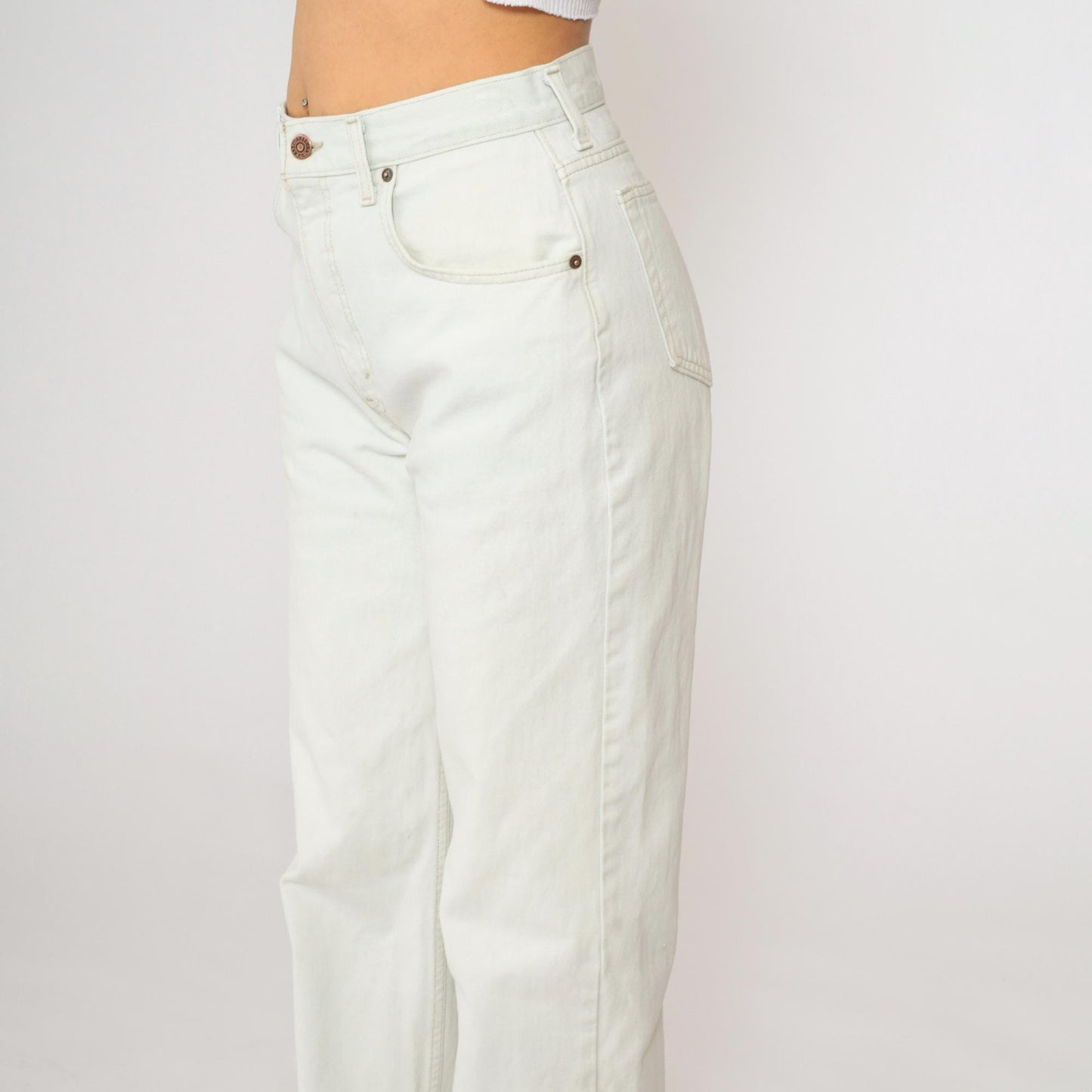 90s Arizona Jean Company White Denim High-Rise Straight Jeans Medium