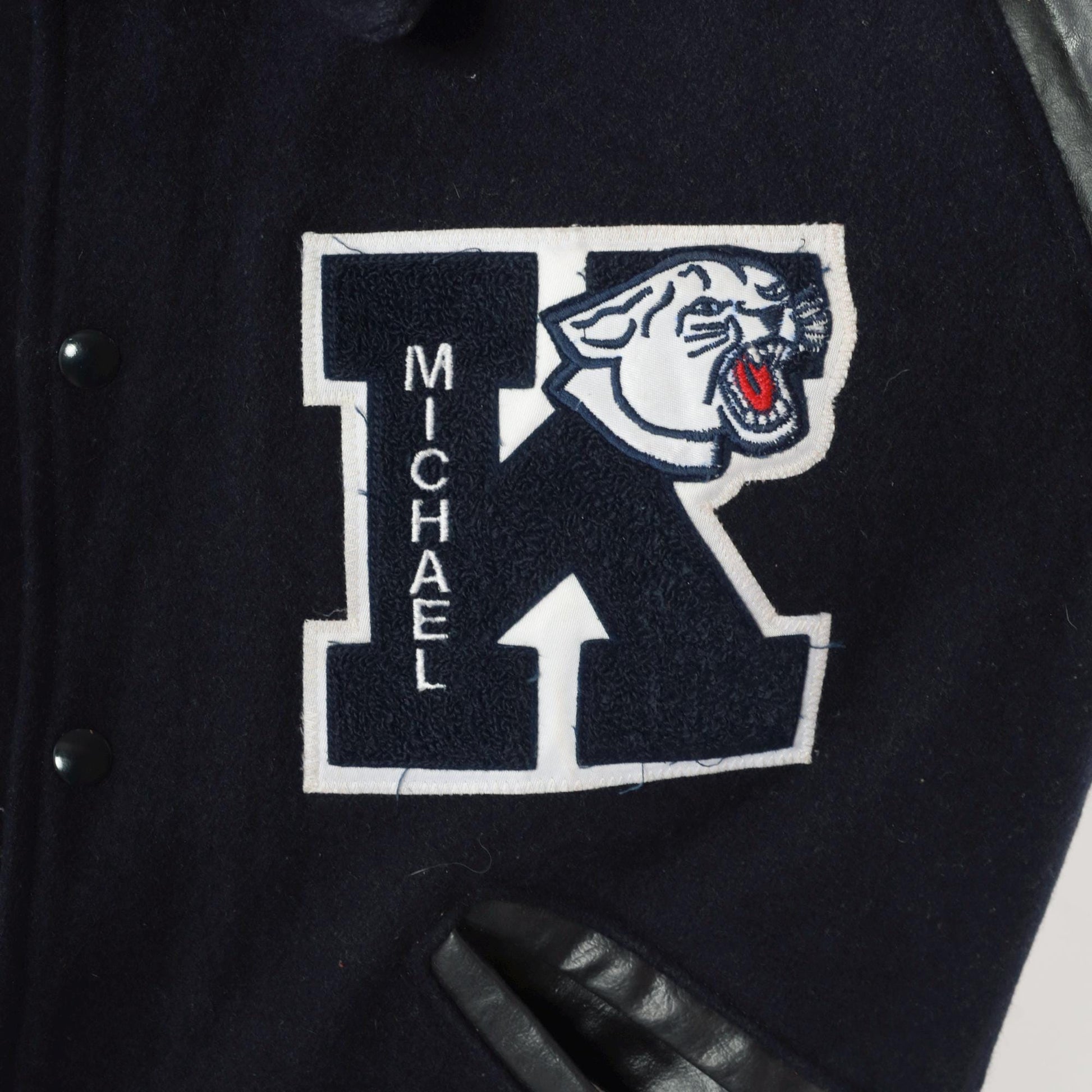 90s DeLong Kimbrough Cougars Varsity Jacket Navy Wool Vinyl Medium M
