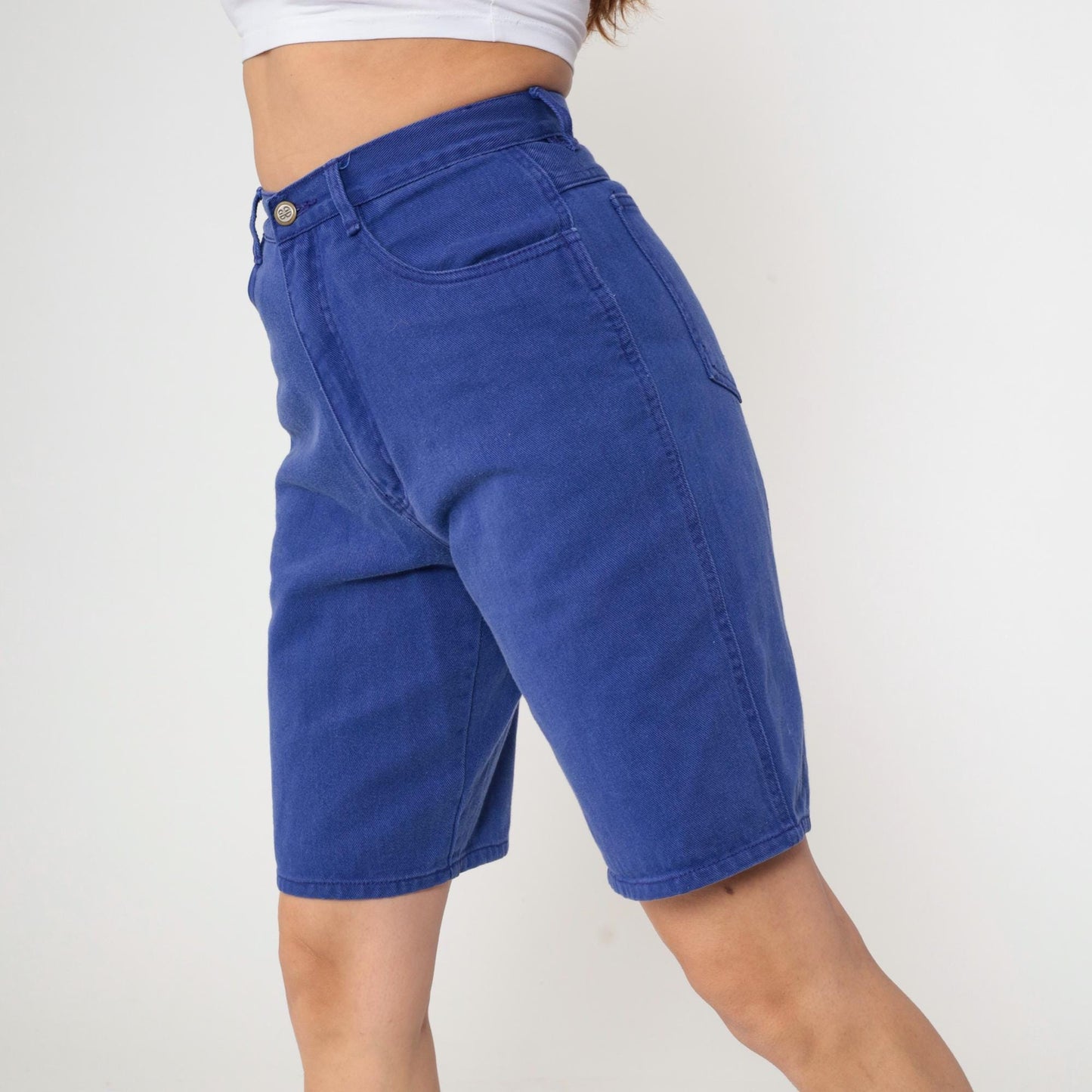 90s Bill Blass Indigo Denim Shorts High Waist Bermuda Length Small