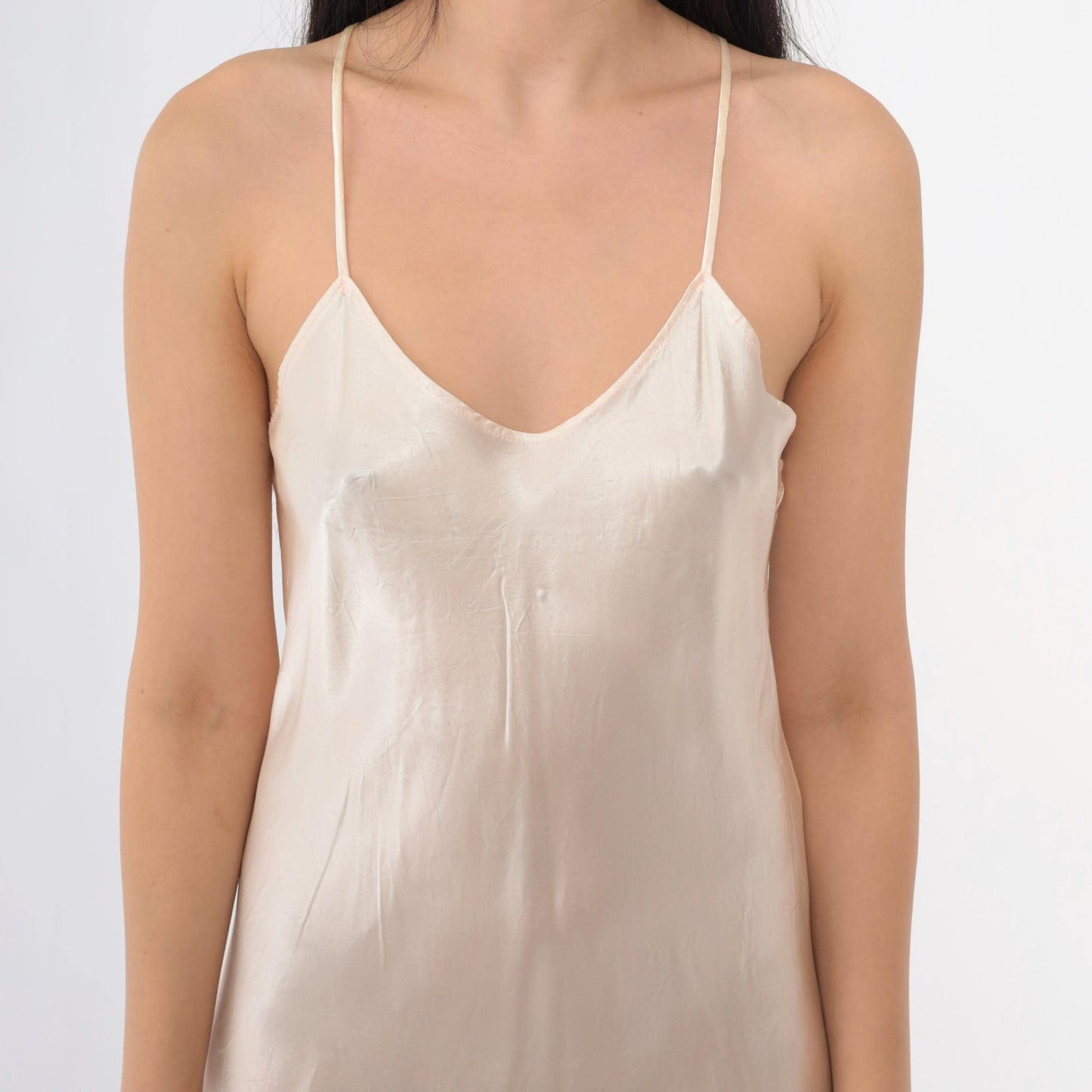 90s Dance Allure Pink Satin Slip Dress V-Neck Tank Midi Small Medium