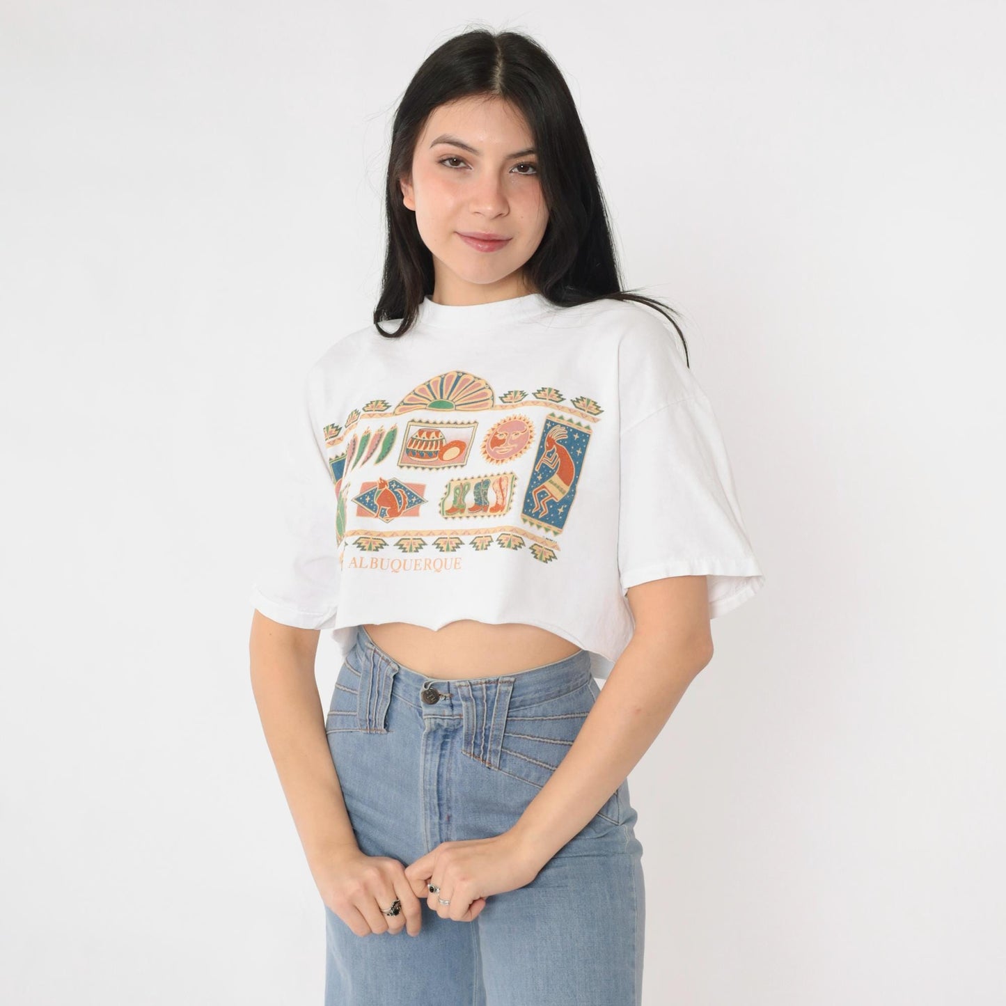 90s Albuquerque Southwest Graphic T-Shirt Cotton Crop Tee Large L