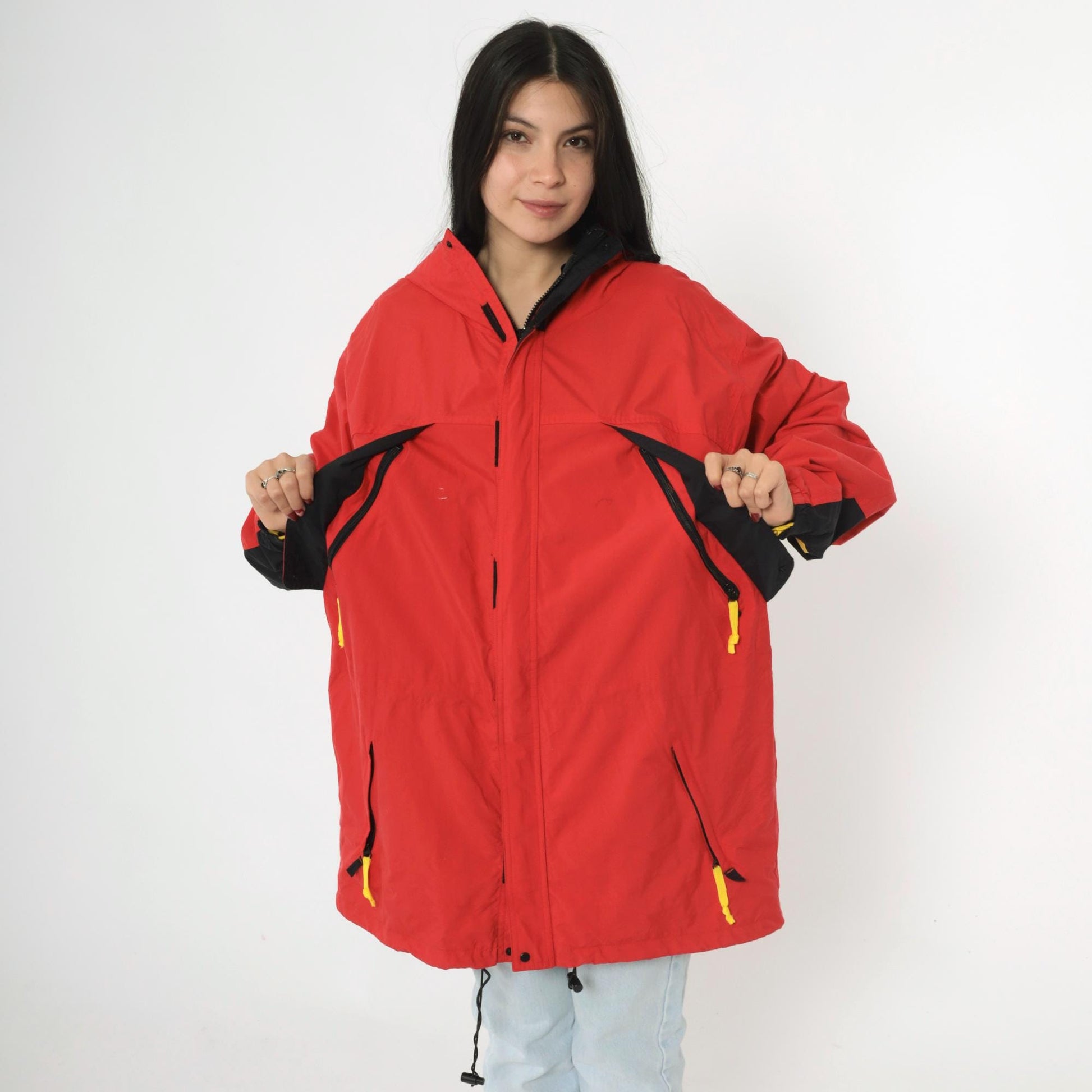 90s Marlboro Windbreaker Jacket Red Nylon Hooded Full Zip Large L