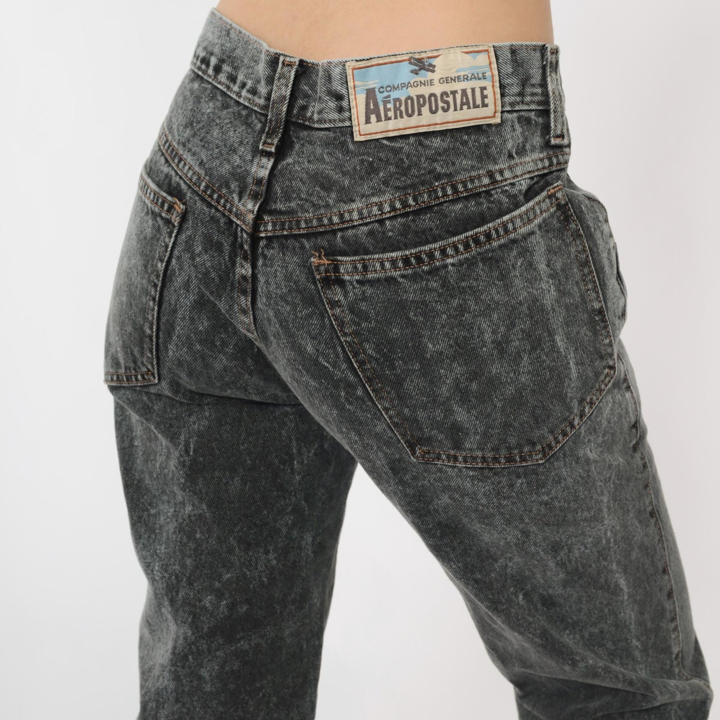 90s Aeropostale Black Acid Wash Jeans Straight Leg Distressed Medium M