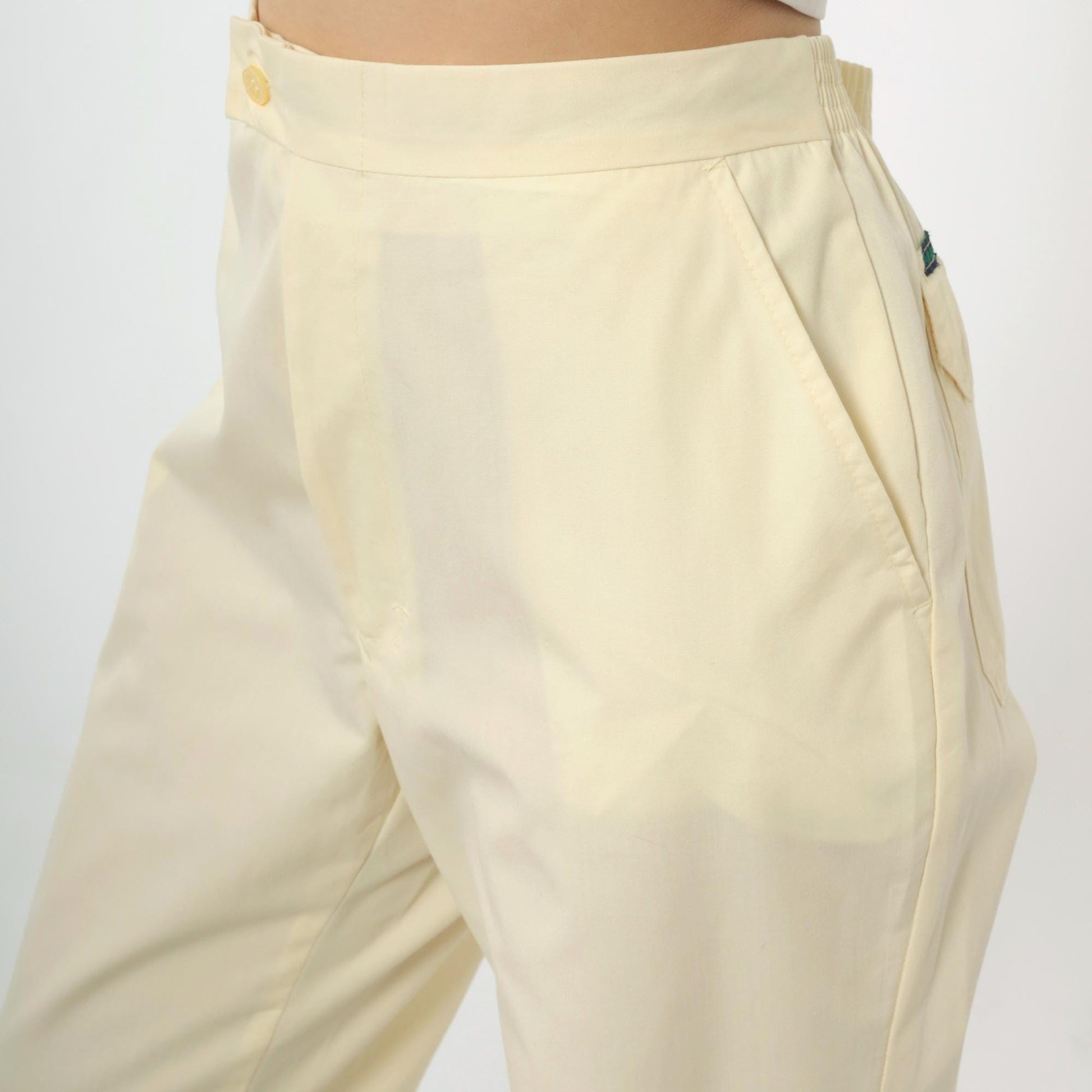 80s McGregor Yellow Straight Leg Trousers High Waist Elastic Men's Medium