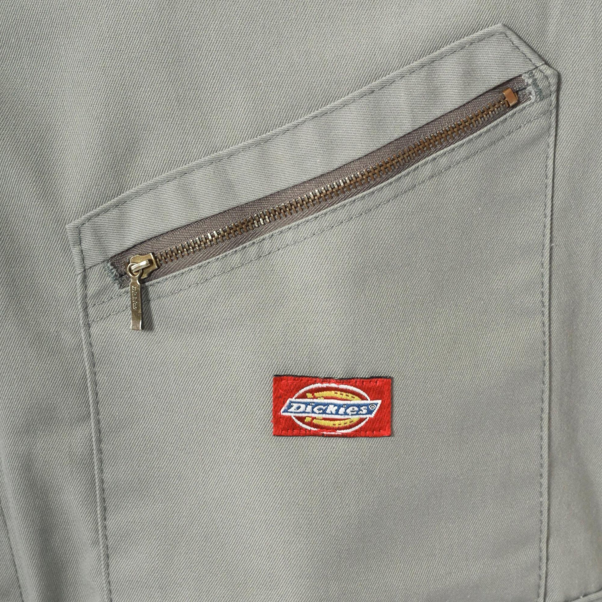 Y2K Dickies Grey Utility Jumpsuit Coveralls Zip Front Men's Large