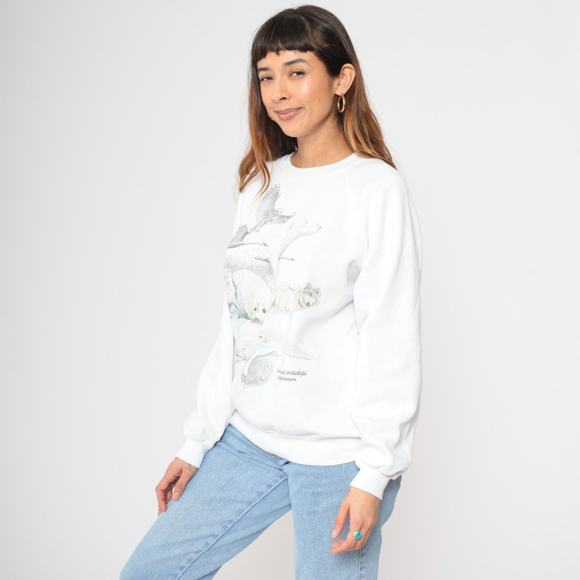 90s Hanes Wildlife Sweatshirt Arctic Animals National Wildlife Federation Extra Large