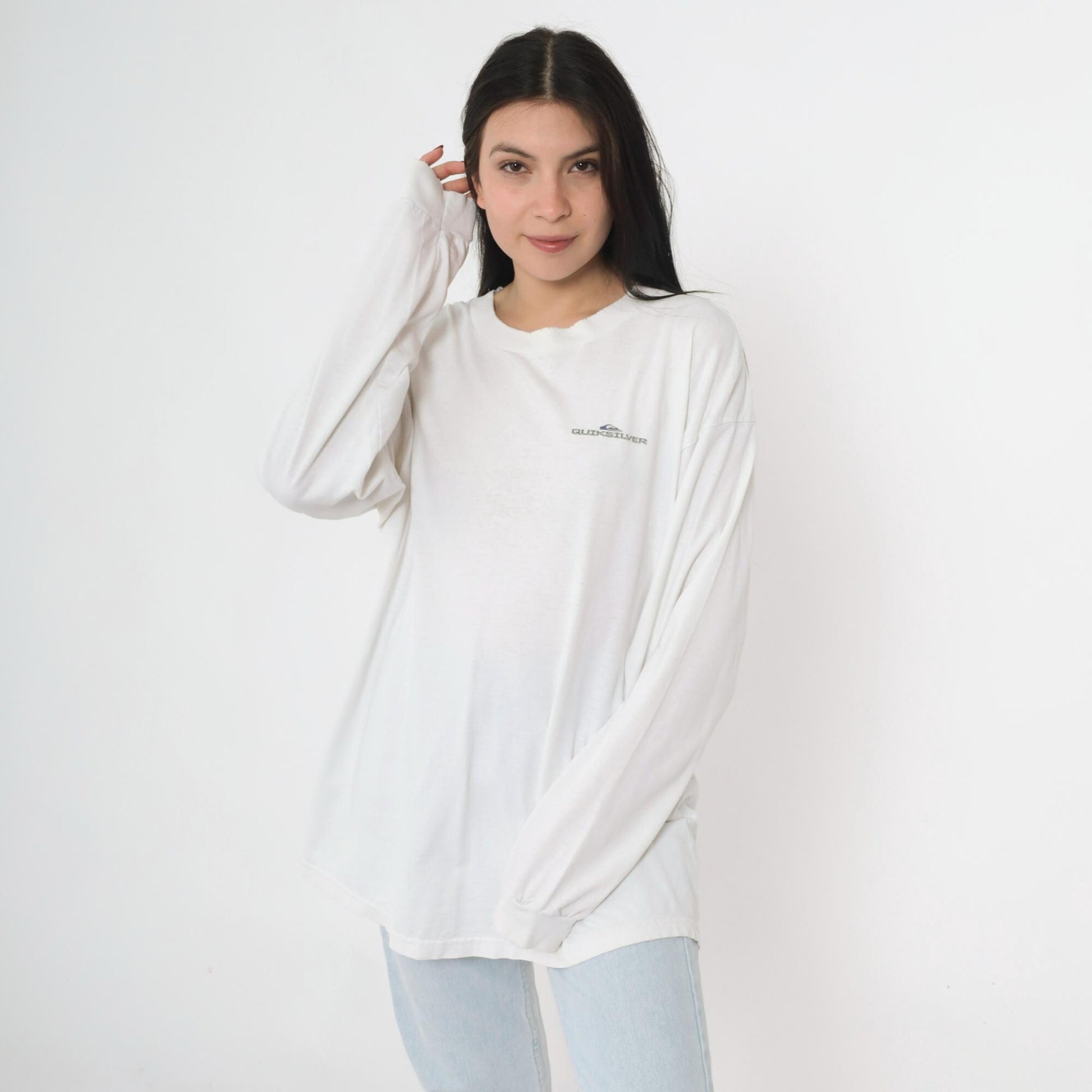 90s Quiksilver Boardriding Long Sleeve Graphic T-Shirt White Extra Large XL