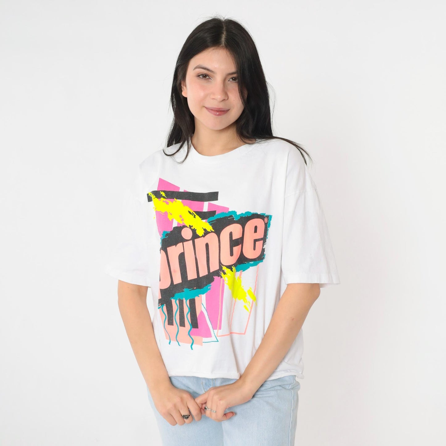 90s Prince Tennis Graphic T-Shirt White Cotton Large