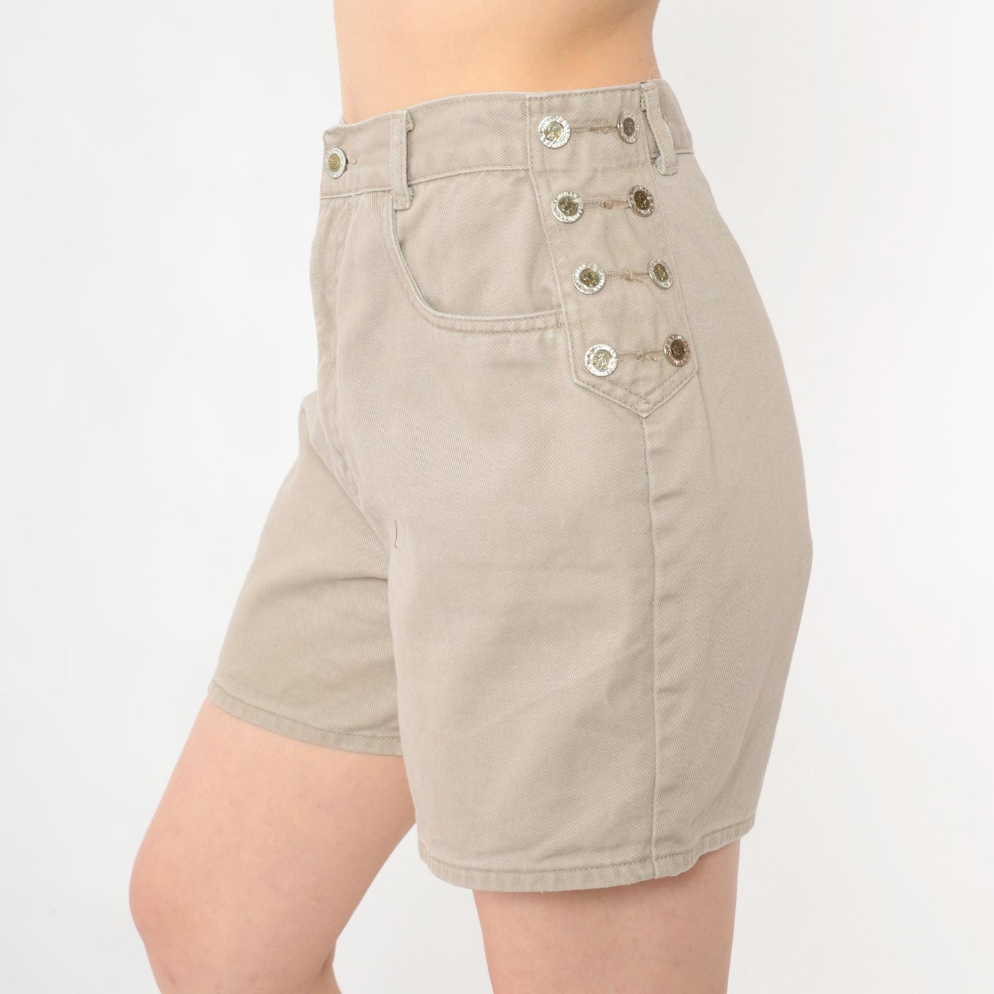90s Lawman Western Khaki Denim Shorts High Rise Button Fly Small S