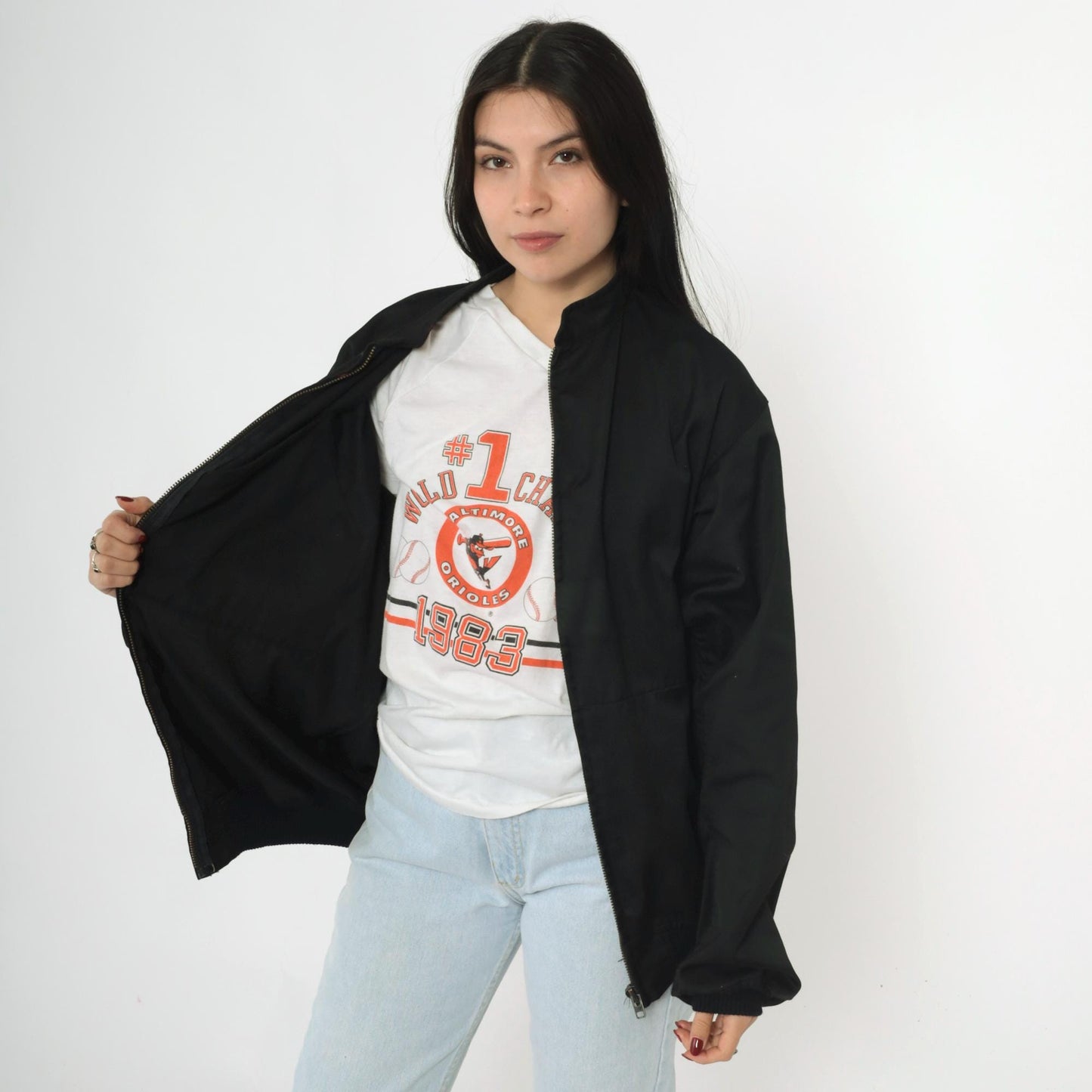 90s Gendarmerie French Military Police Bomber Jacket Black Large L