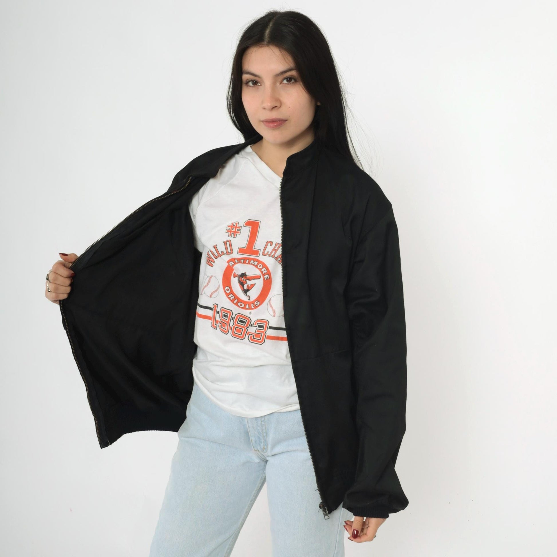 90s Gendarmerie French Military Police Bomber Jacket Black Large L