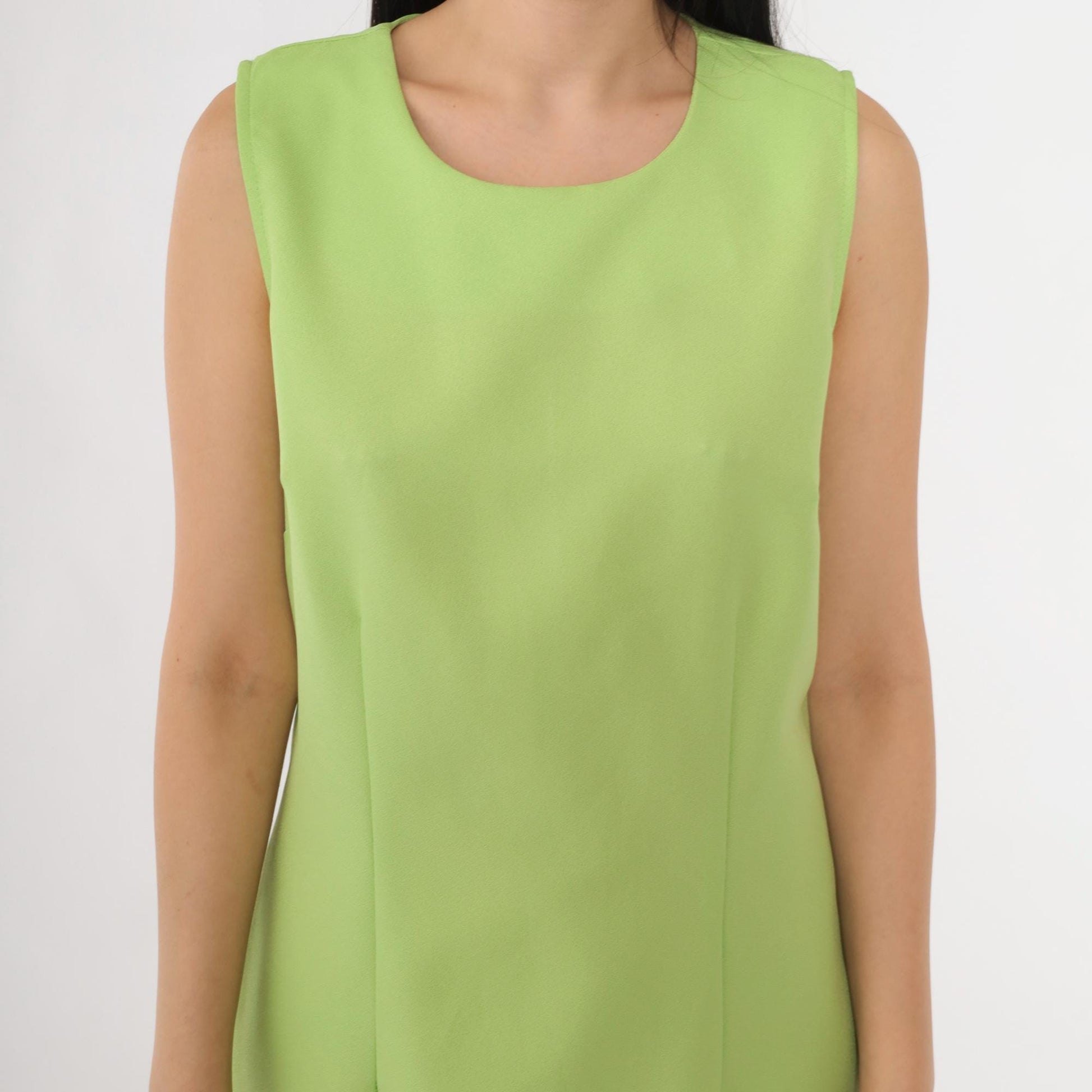 90s Lime Green Sleeveless Mini Dress Sheath Cut Medium 8