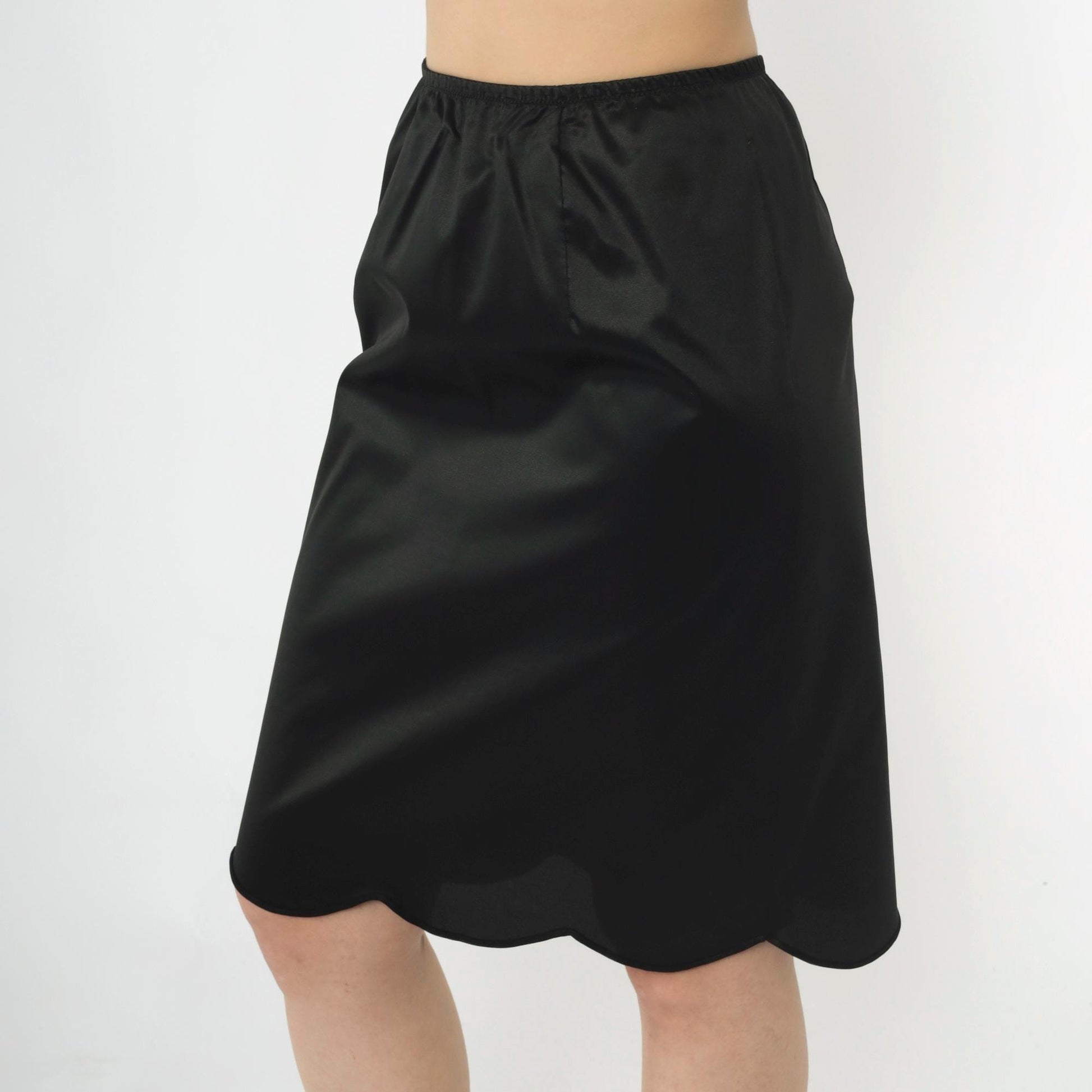 60s Vanity Fair Black Slip Skirt Scalloped Hem Lingerie Small