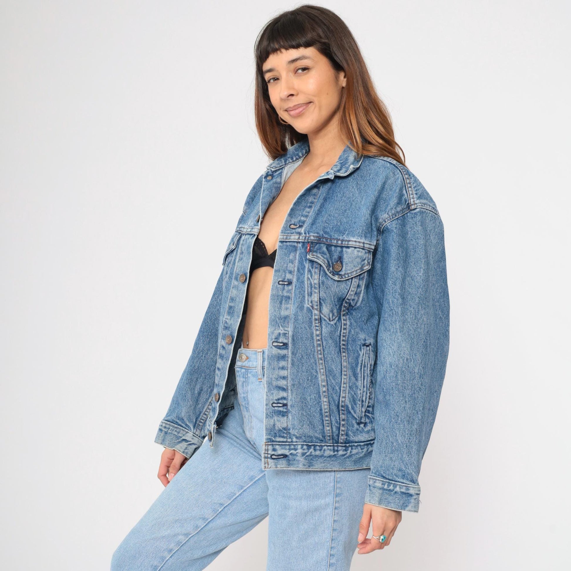90s Levi's Denim Jacket Blue Button-Up Jean Jacket Medium