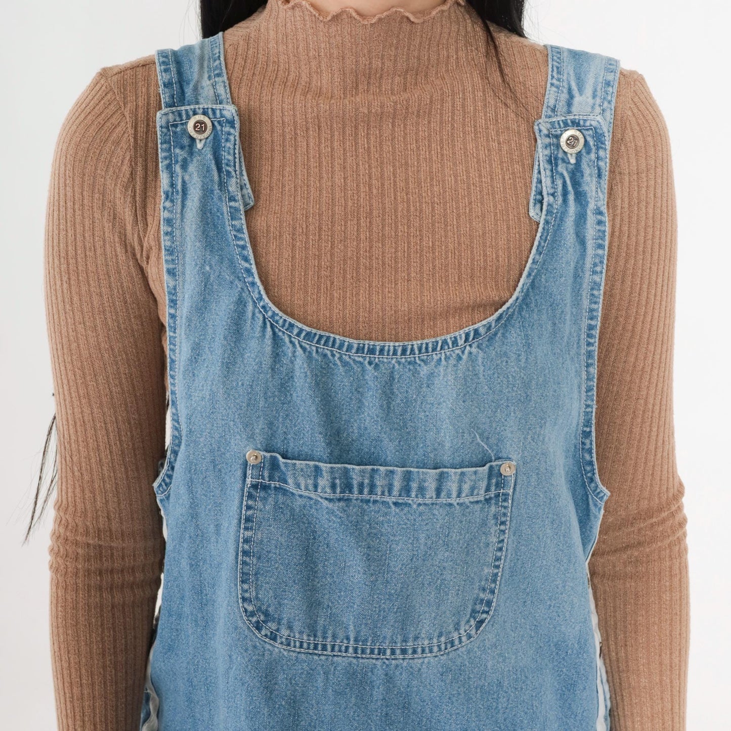 Y2K Rue 21 Denim Jumper Dress Blue Striped Mini Sleeveless Medium M