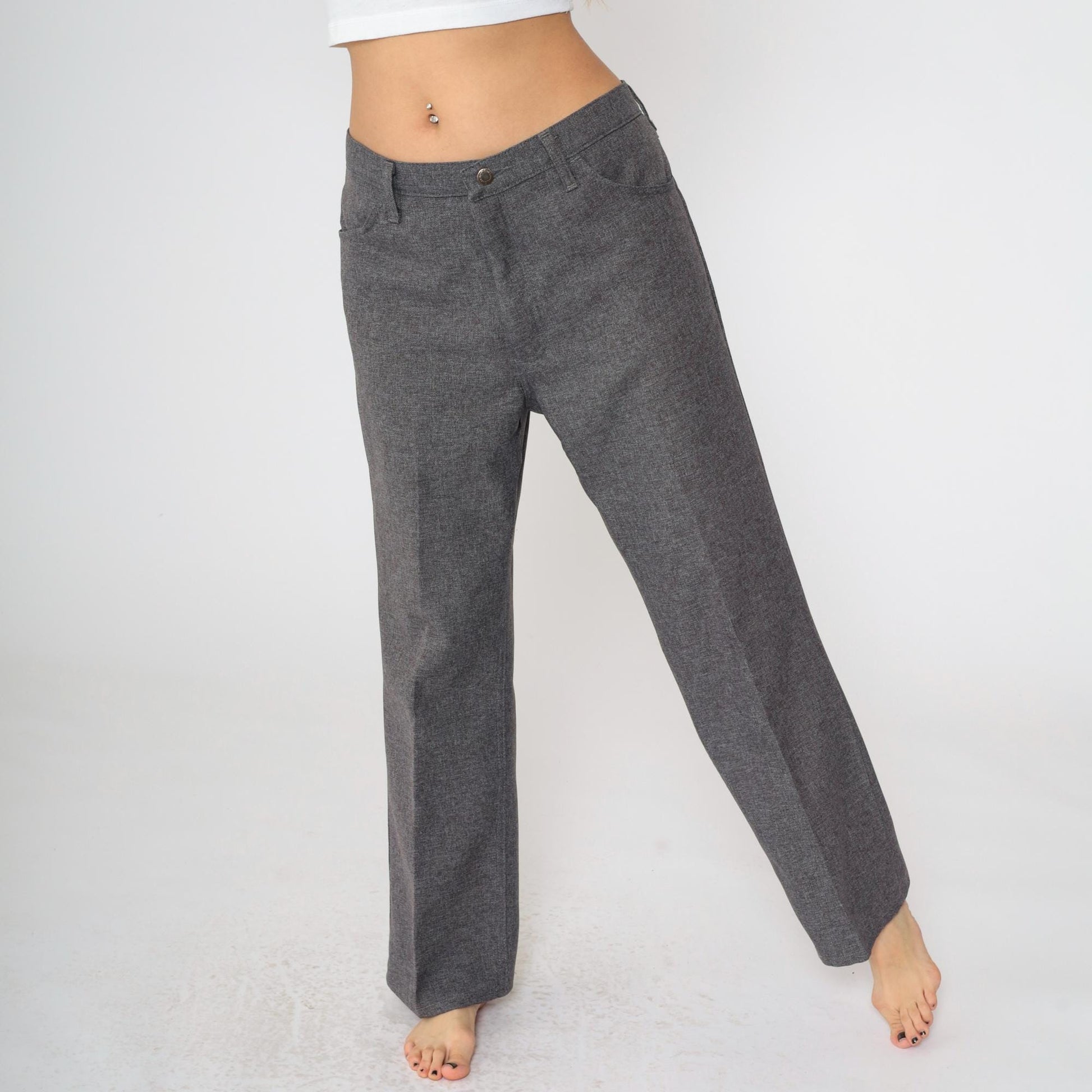 90s Wrangler Men's Straight Leg Trousers Flecked Grey High Rise 38x29