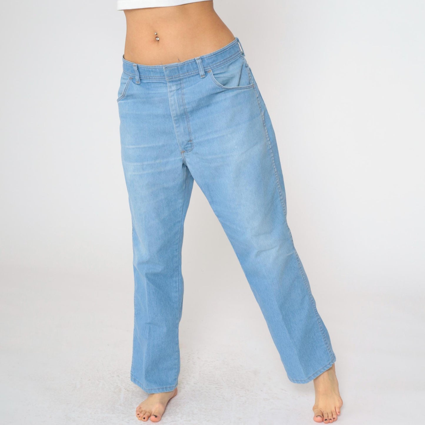 90s Wrangler Men's Straight Leg High Rise Jeans Blue 38x29