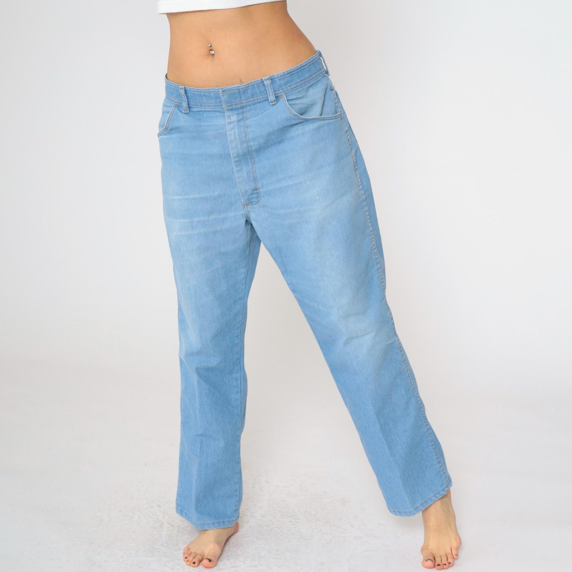 90s Wrangler Men's Straight Leg High Rise Jeans Blue 38x29