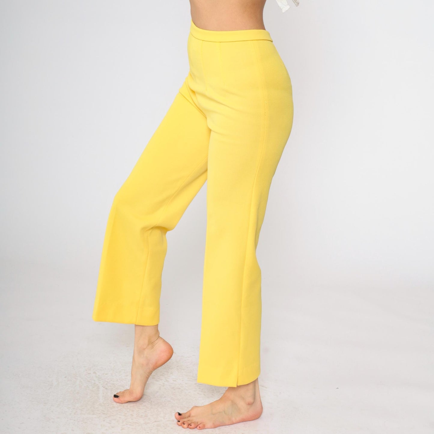 70s Yellow High-Rise Tapered Trousers Small