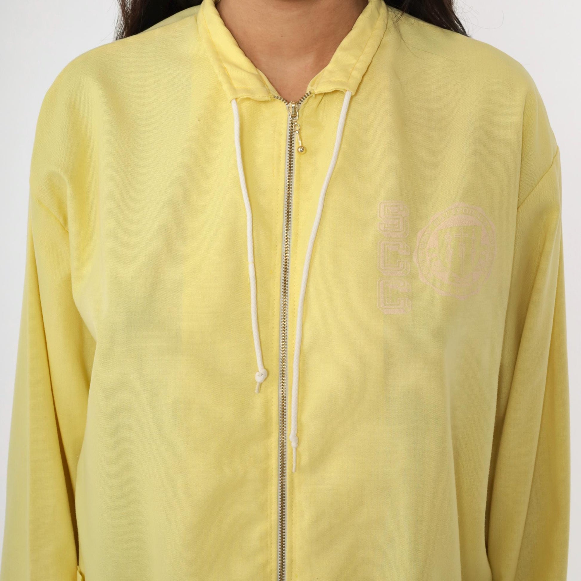 70s Artex SCC Yellow Windbreaker Jacket Logo Zip Men's Large L