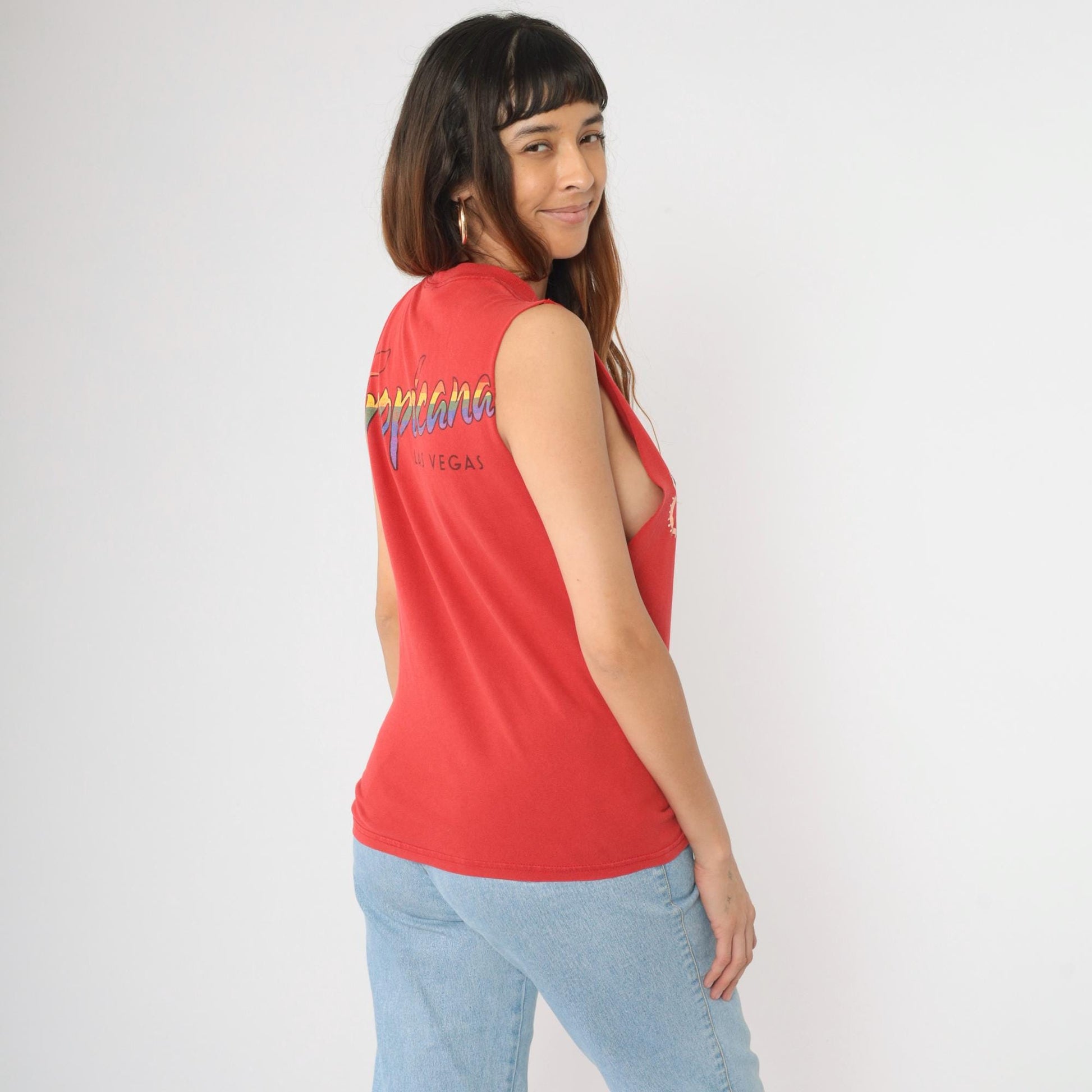 Gay Days Las Vegas Tank Top Red Tropicana Rainbow Graphic Small