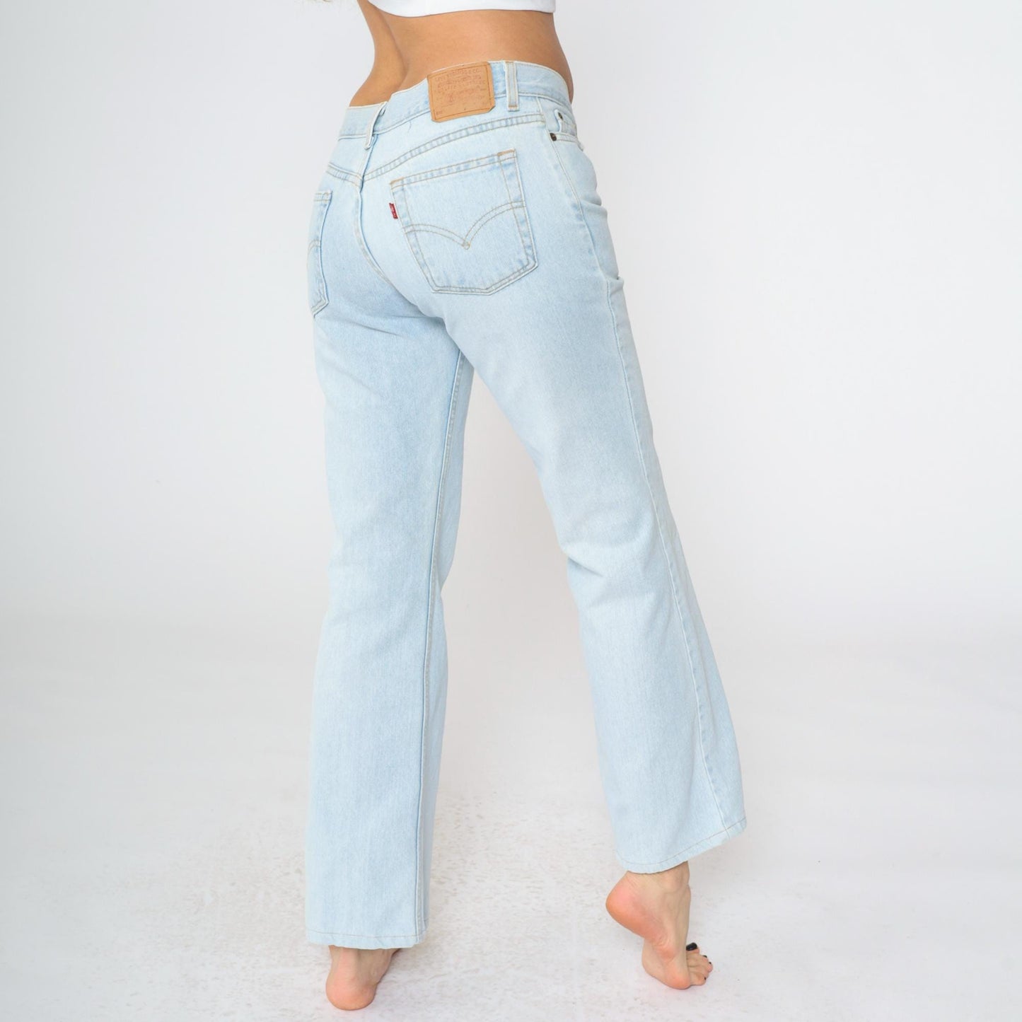 90s Levis 518 Superlow Bootcut Jeans Light Blue Denim Size 9 Junior