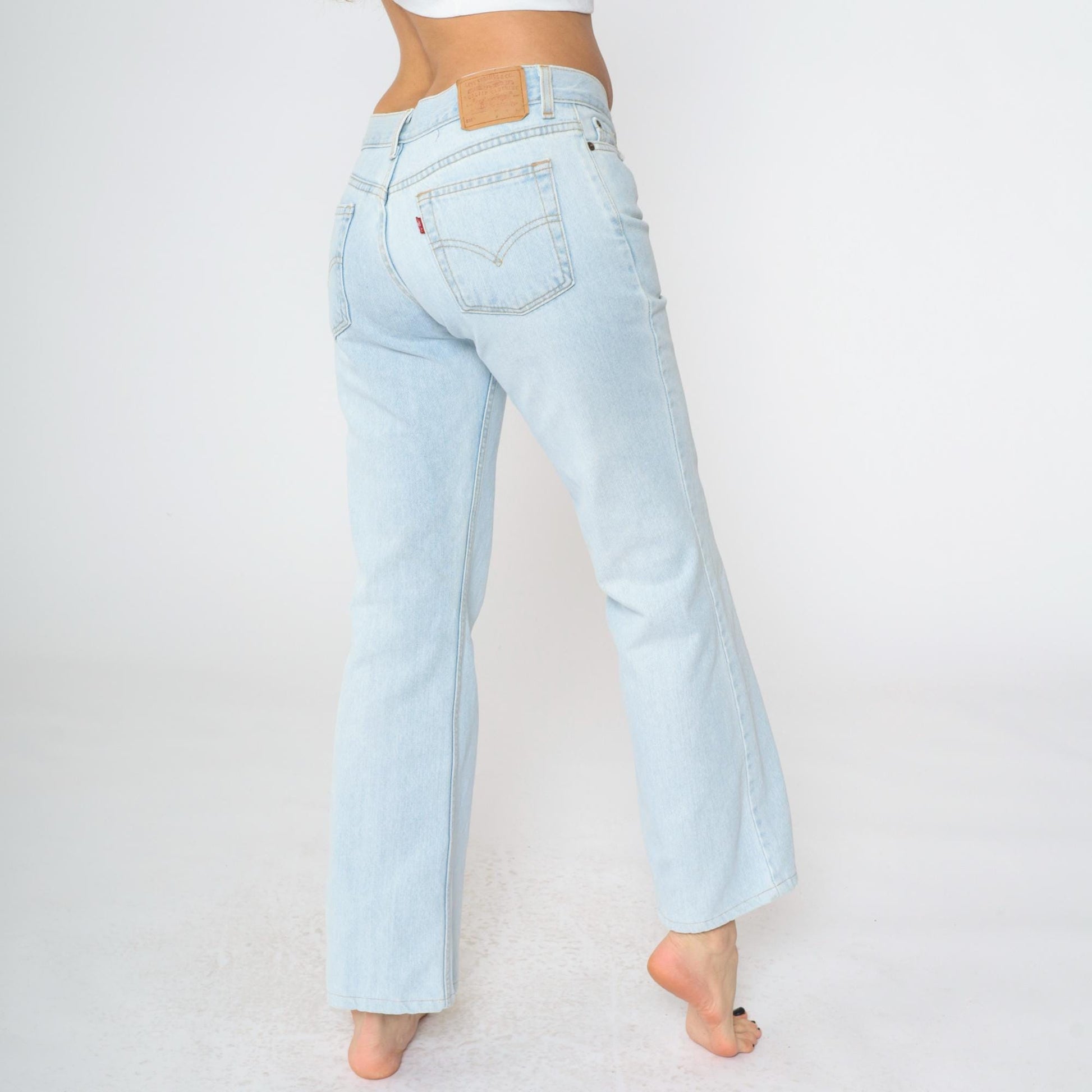 90s Levis 518 Superlow Bootcut Jeans Light Blue Denim Size 9 Junior