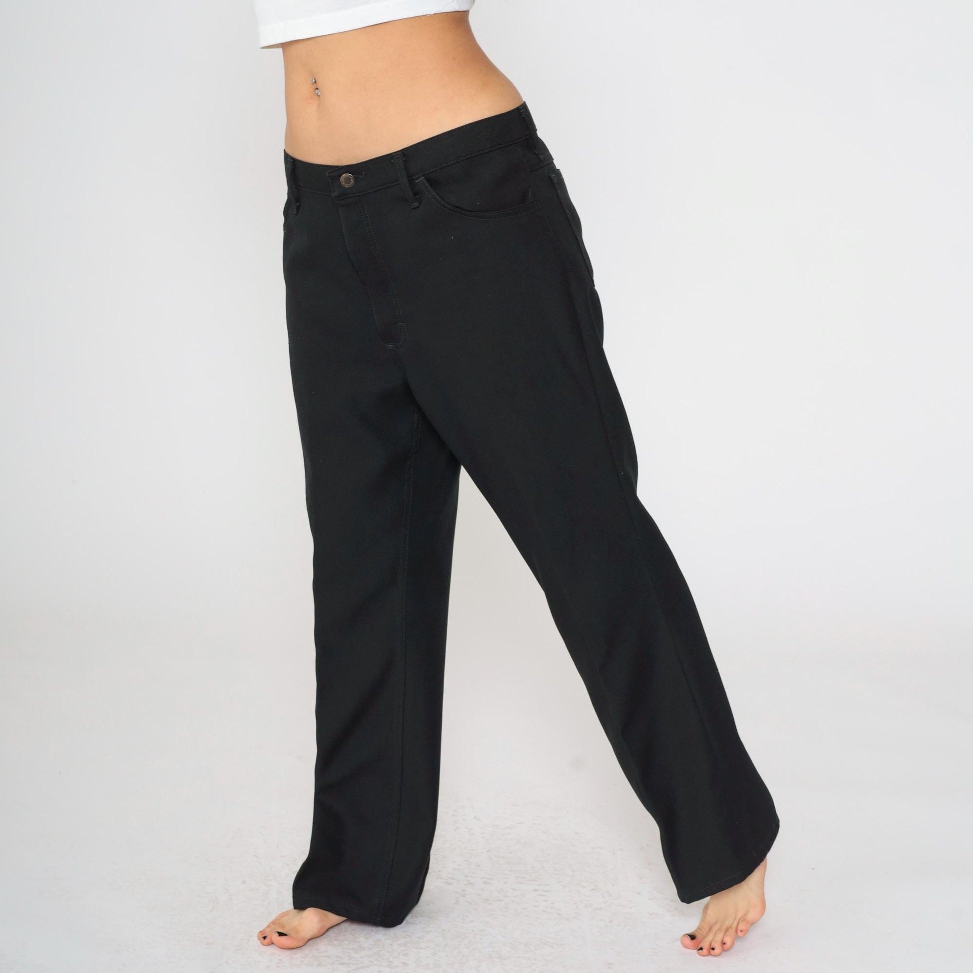 90s Wrangler Black Straight Leg Trousers High Rise Creased Men's 38x29