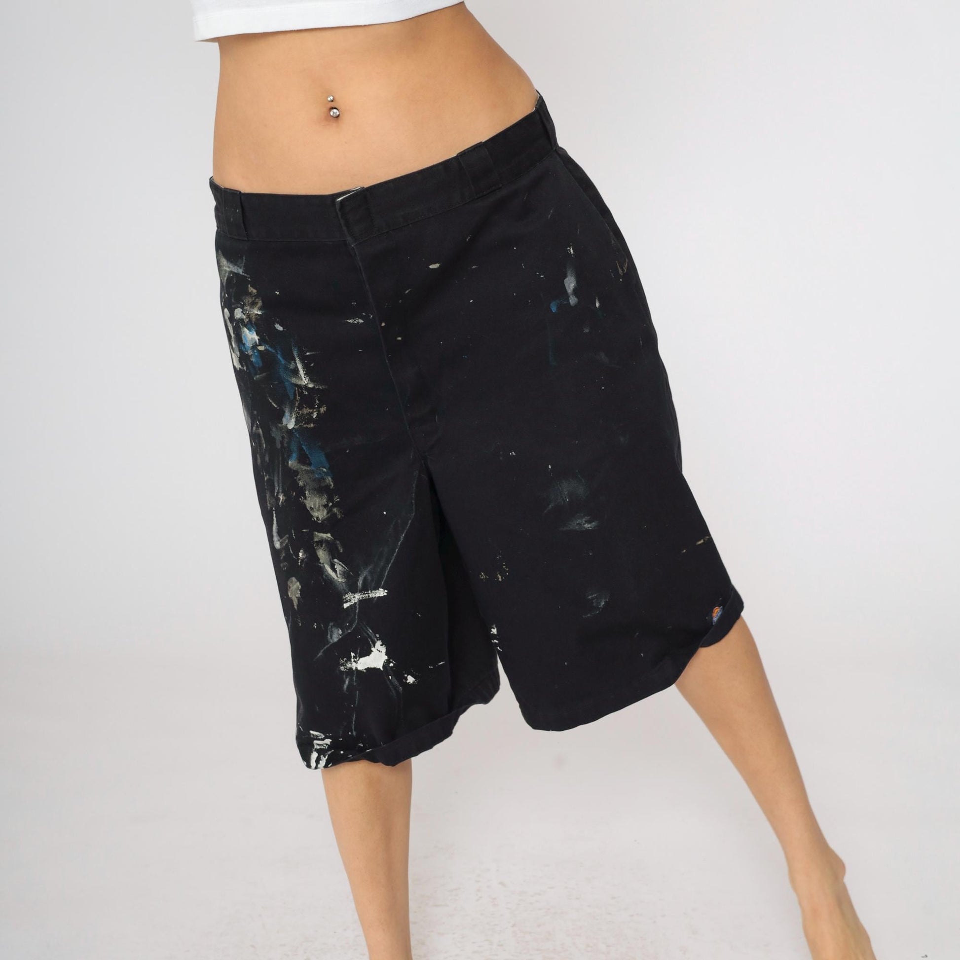 Y2K Dickies Painter Shorts Black Paint Splatter Workwear Men's 40