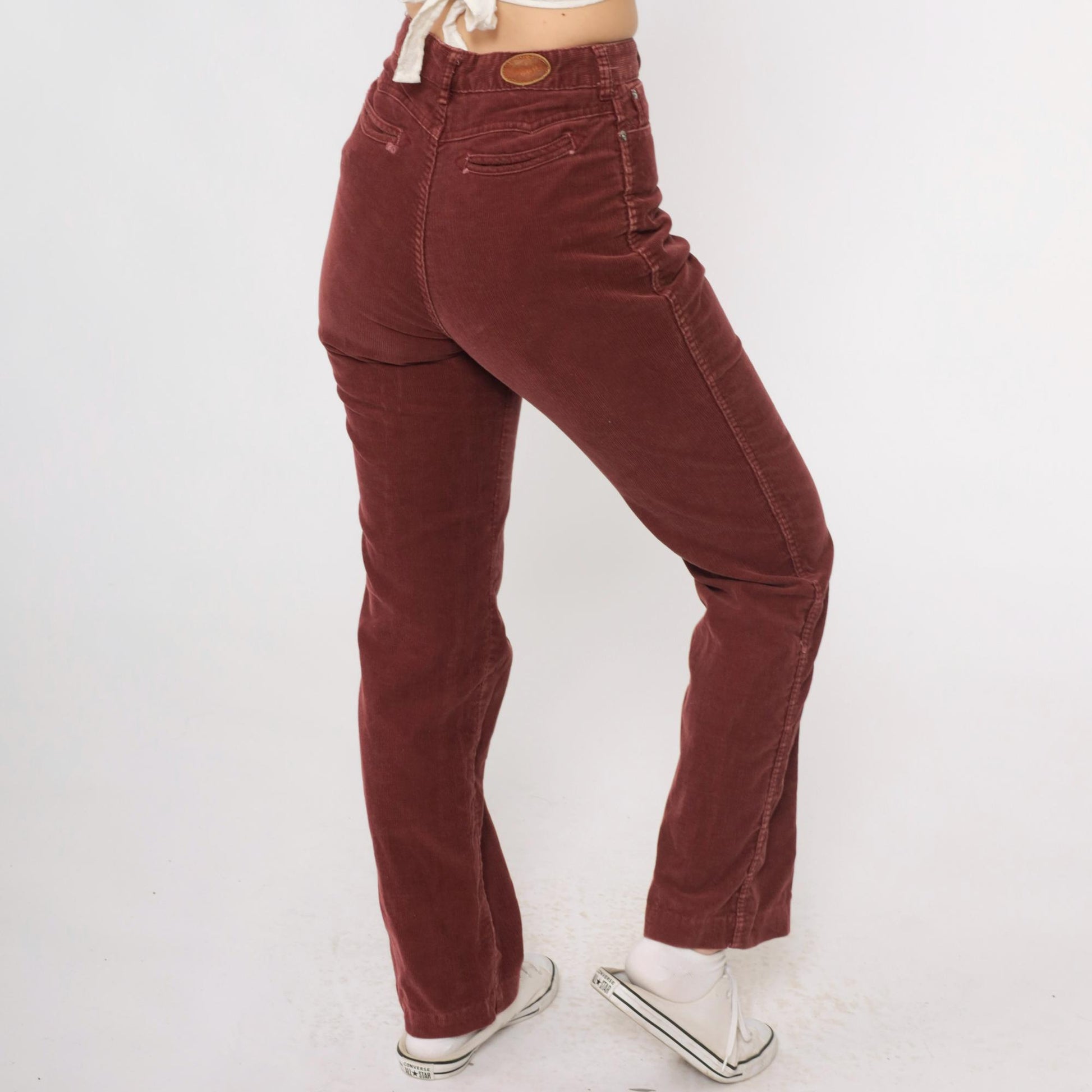 70s Chemin De Fer Corduroy Pants Redwood Brown High Waisted Straight Leg Extra Small