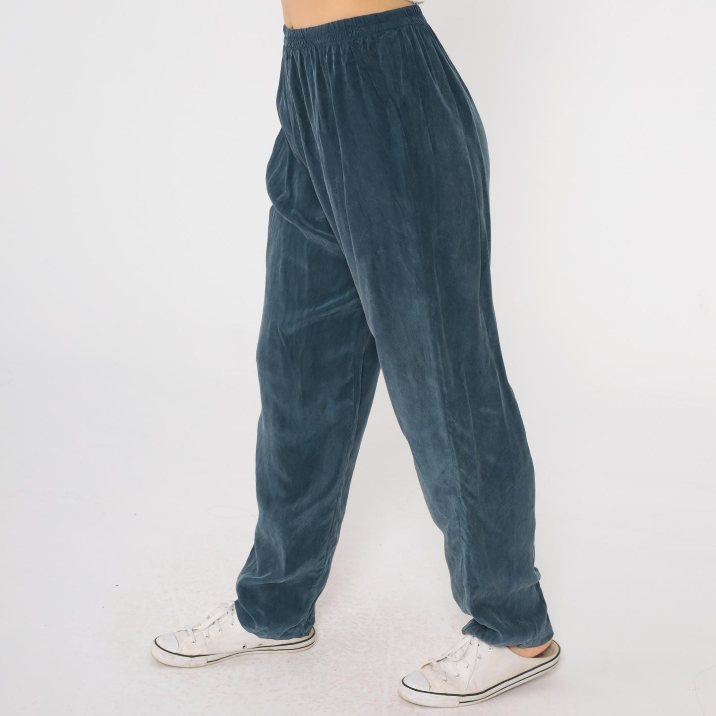 90s Nina Piccalino Blue Rayon High-Waist Tapered Trousers Medium 8