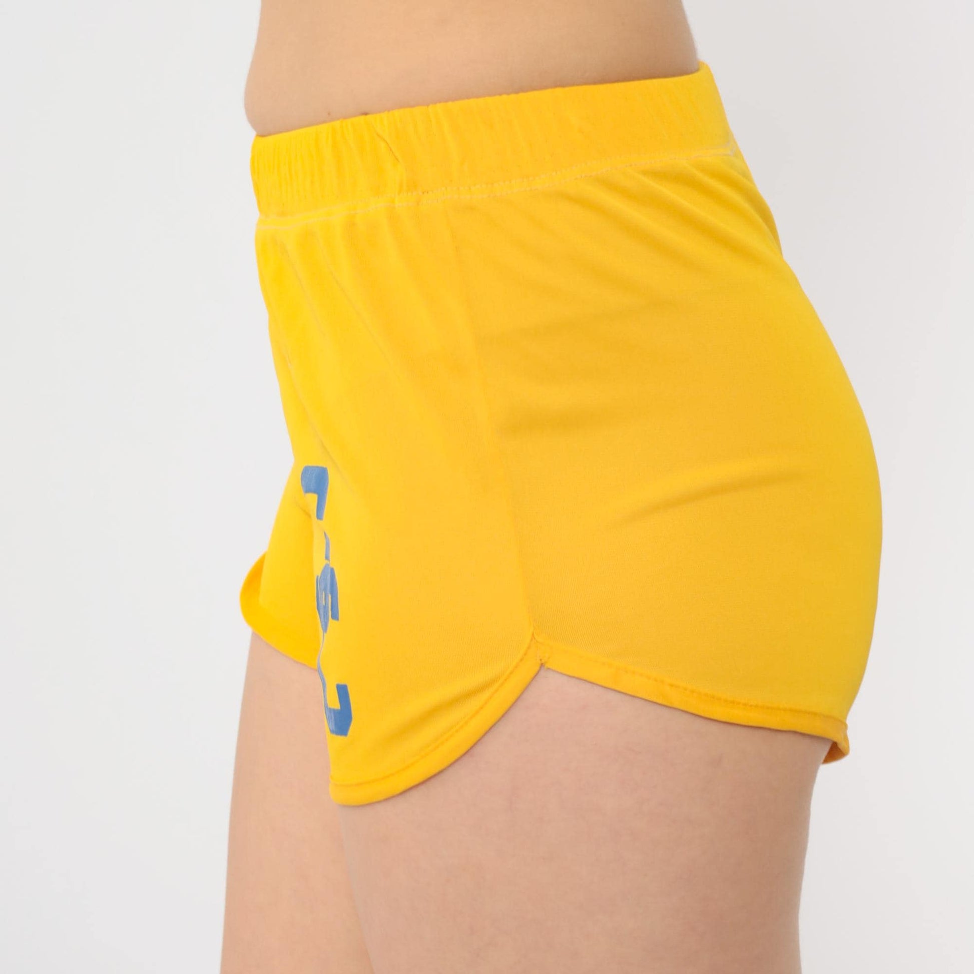 80s Champion Yellow Gym Shorts SC Nylon Running Shorts Extra Small