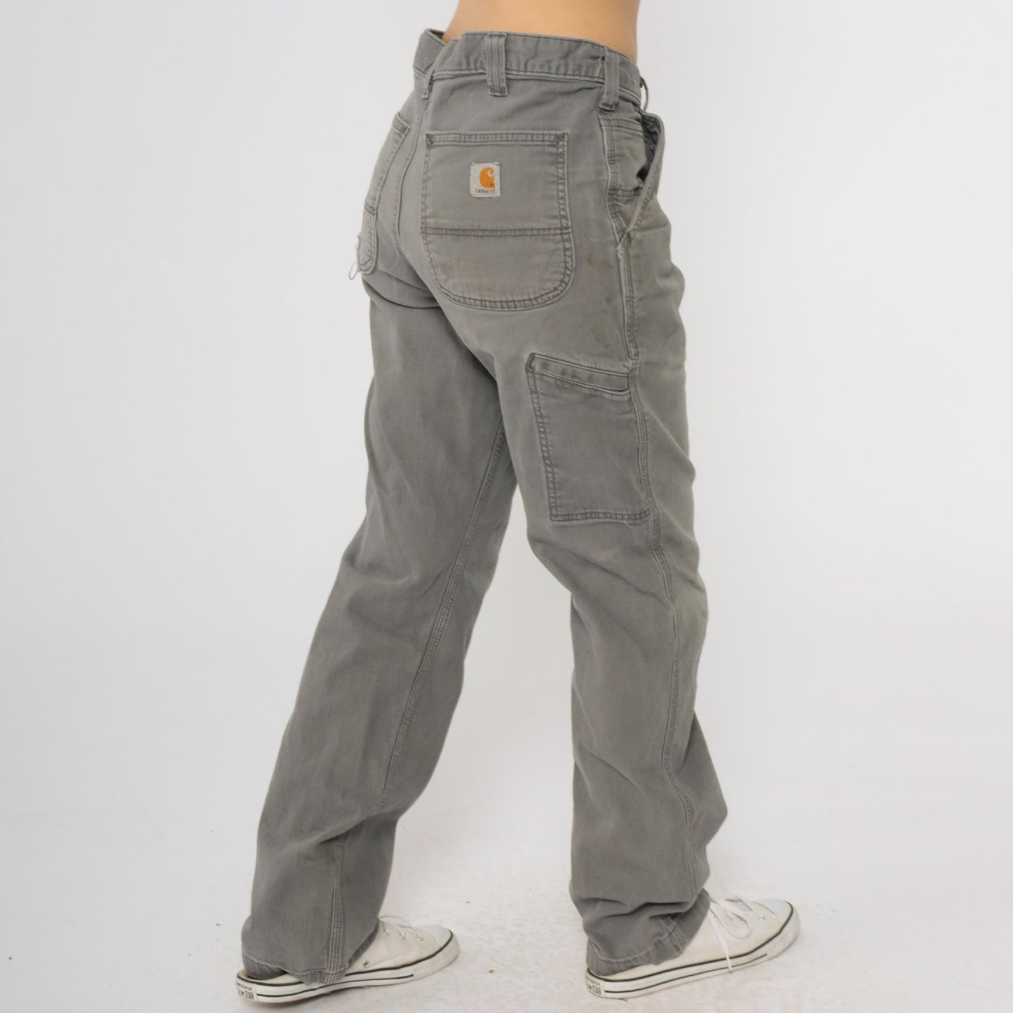 Y2K Carhartt Grey Utility Pants Straight Leg Distressed Men's 32x32