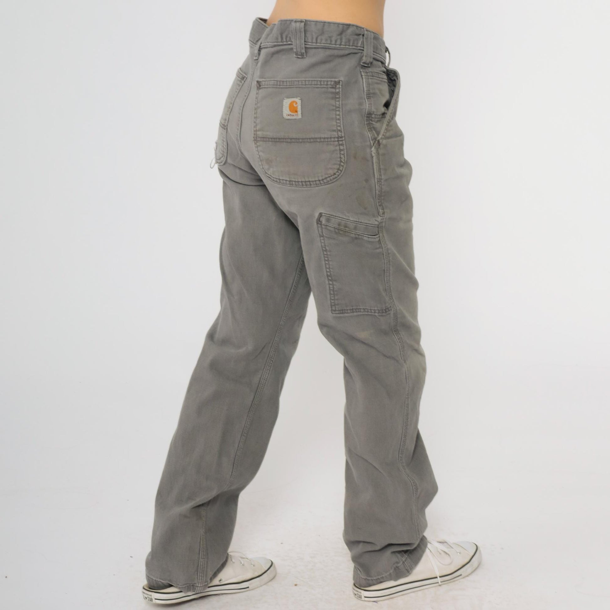Y2K Carhartt Grey Utility Pants Straight Leg Distressed Men's 32x32