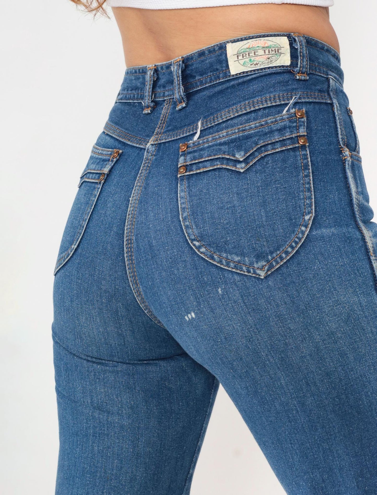 80s Free Time High Rise Straight Leg Jeans Blue Denim Small 4