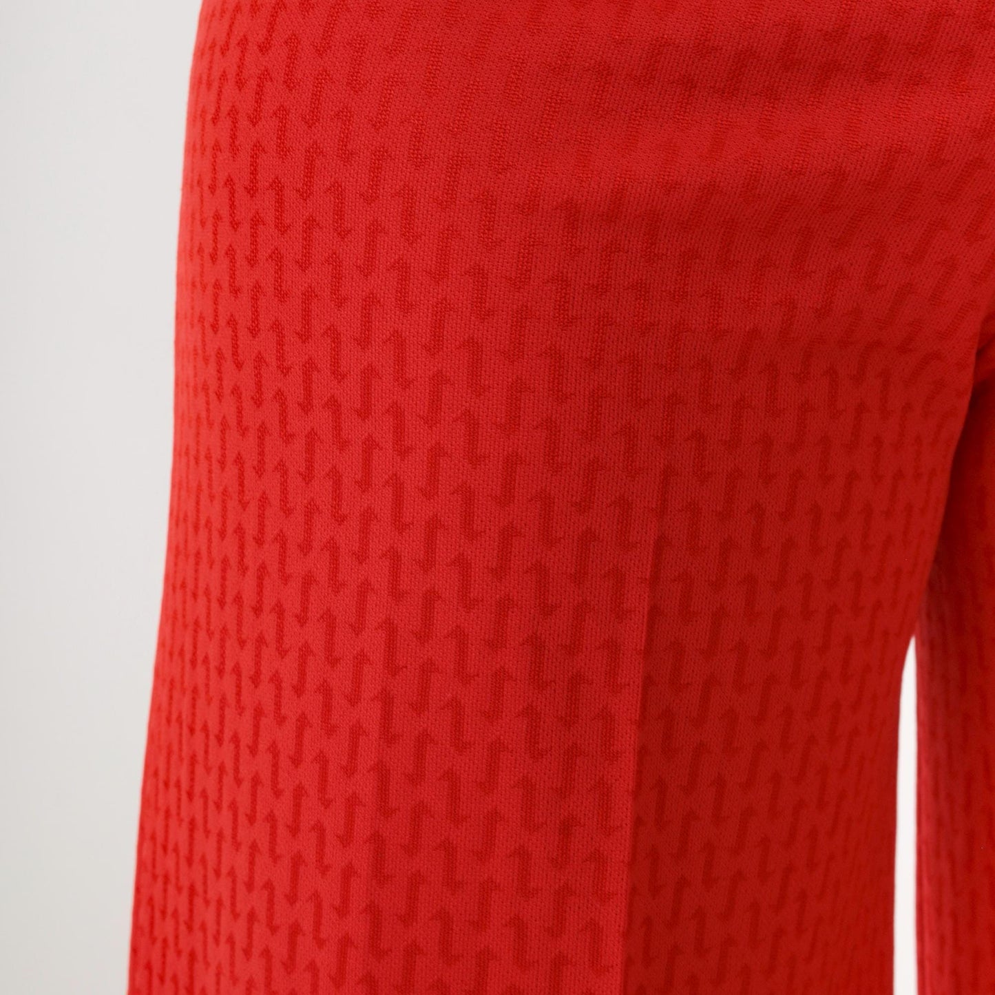 70s Red Wide Leg Flared Pants High Rise Geometric Texture Small Medium