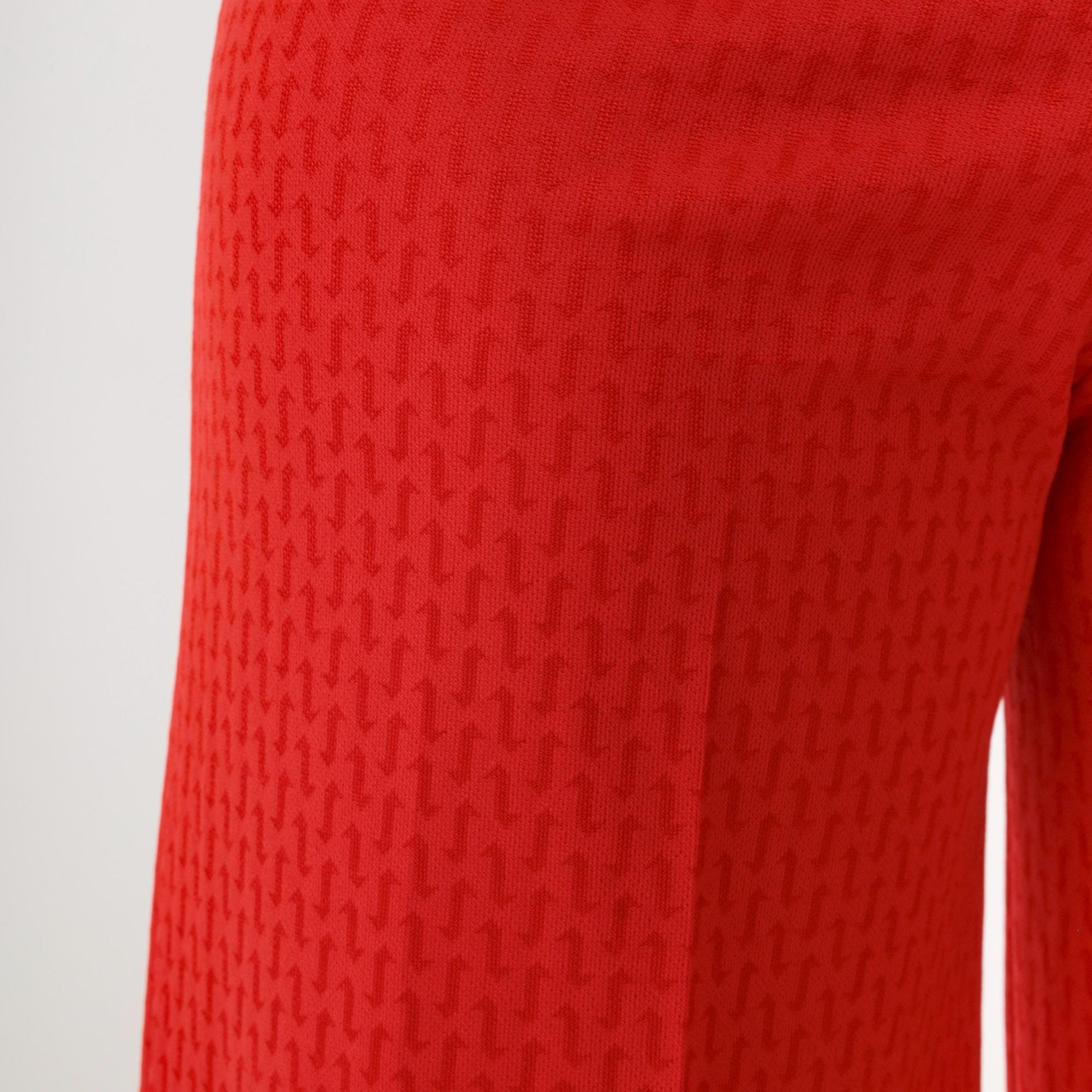 70s Red Wide Leg Flared Pants High Rise Geometric Texture Small Medium