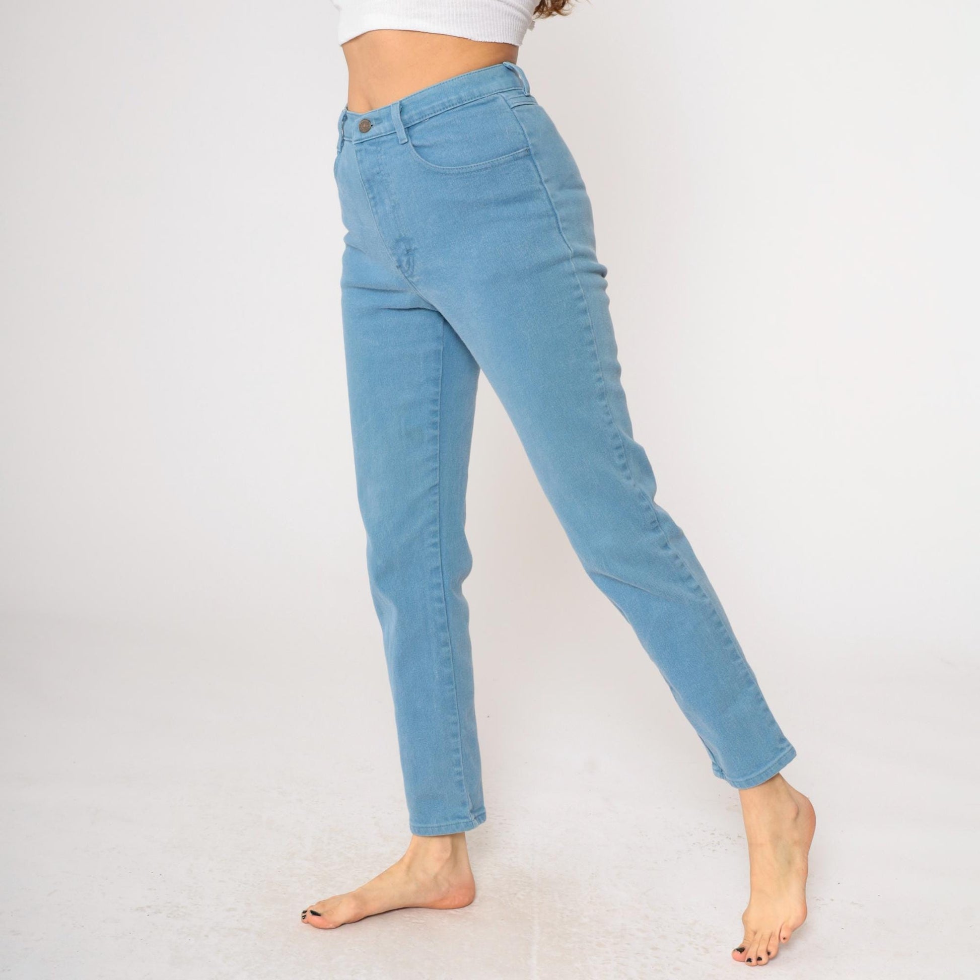 90s Jordache High-Waisted Tapered Jeans Blue Denim Small