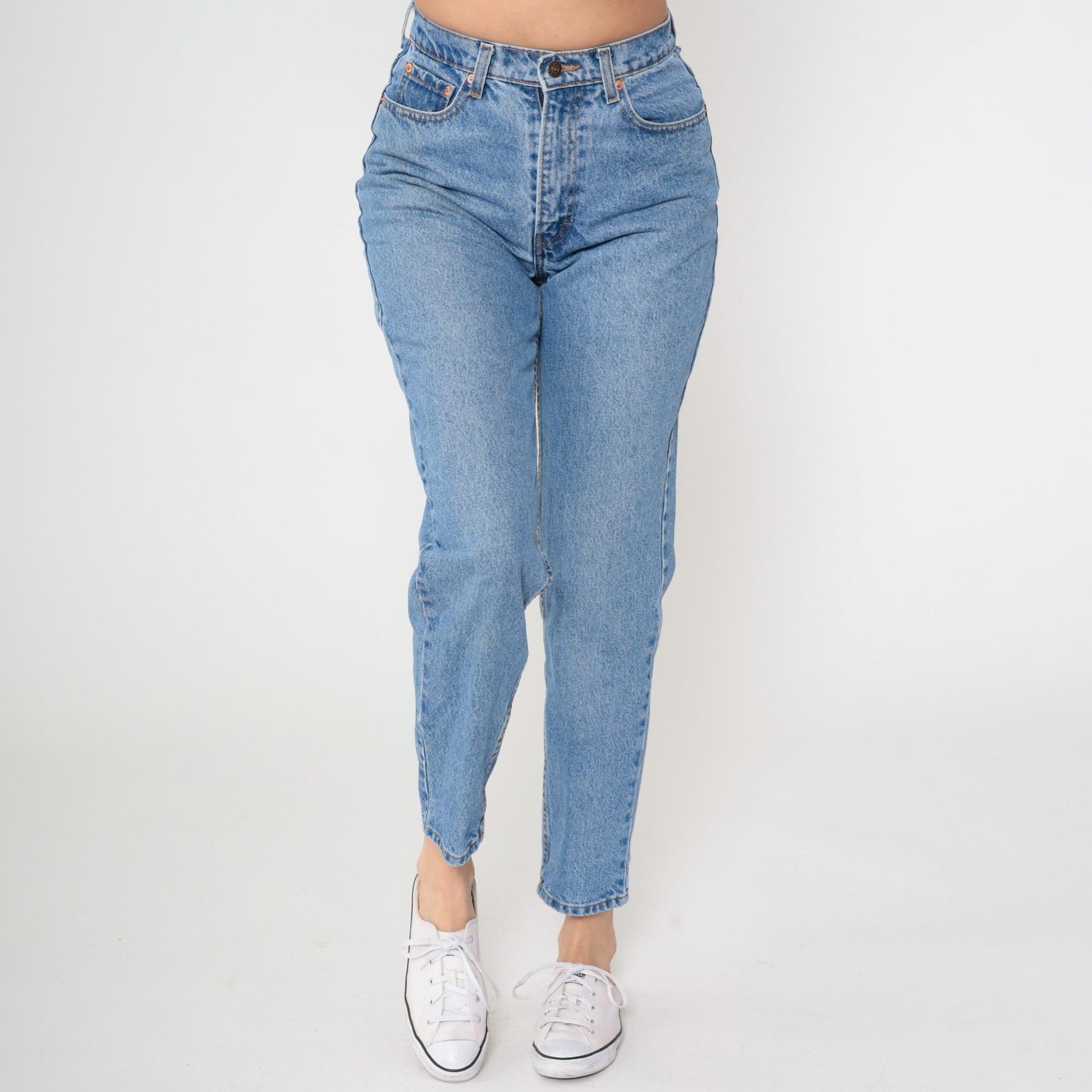 90s Jordache High-Waisted Tapered Jeans Blue Denim Small