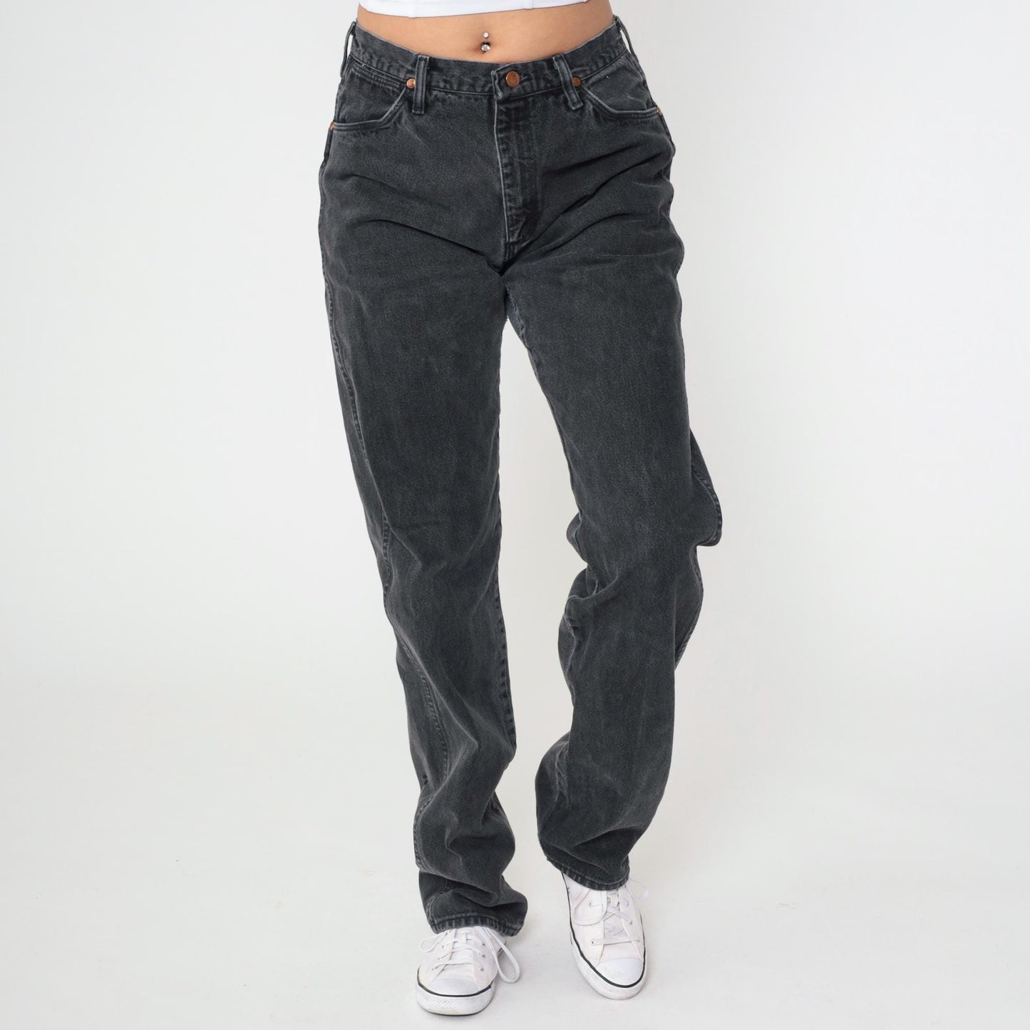 90s Wrangler Black Denim Jeans Straight Leg High Rise 31 x 36