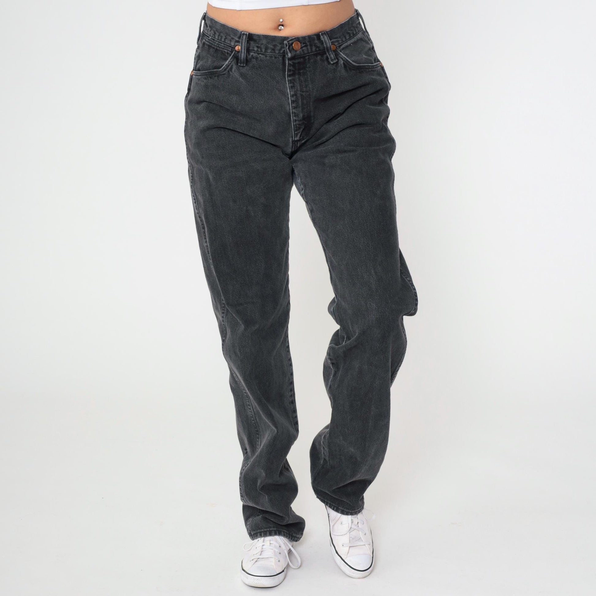90s Wrangler Black Denim Jeans Straight Leg High Rise 31 x 36
