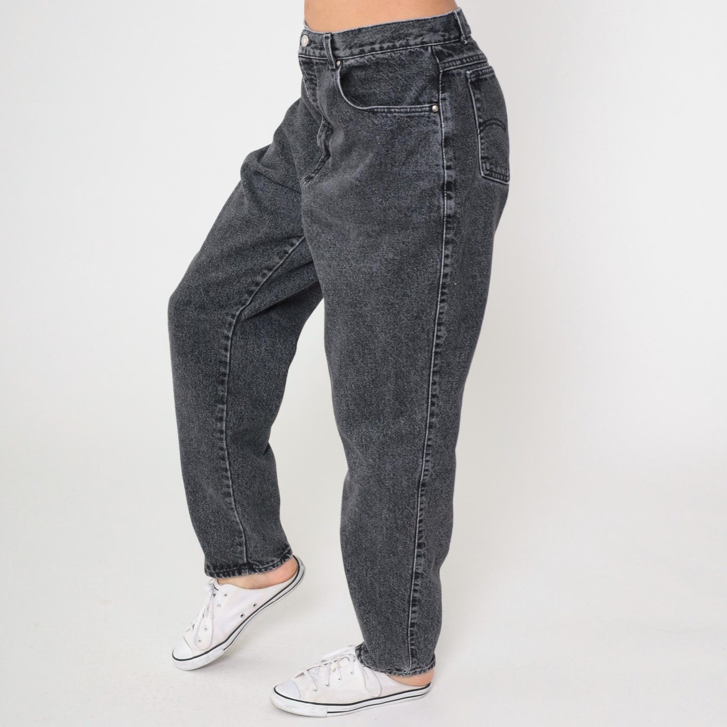 90s Levi's 900 Series High Waist Tapered Jeans Faded Black Denim Large 33x31