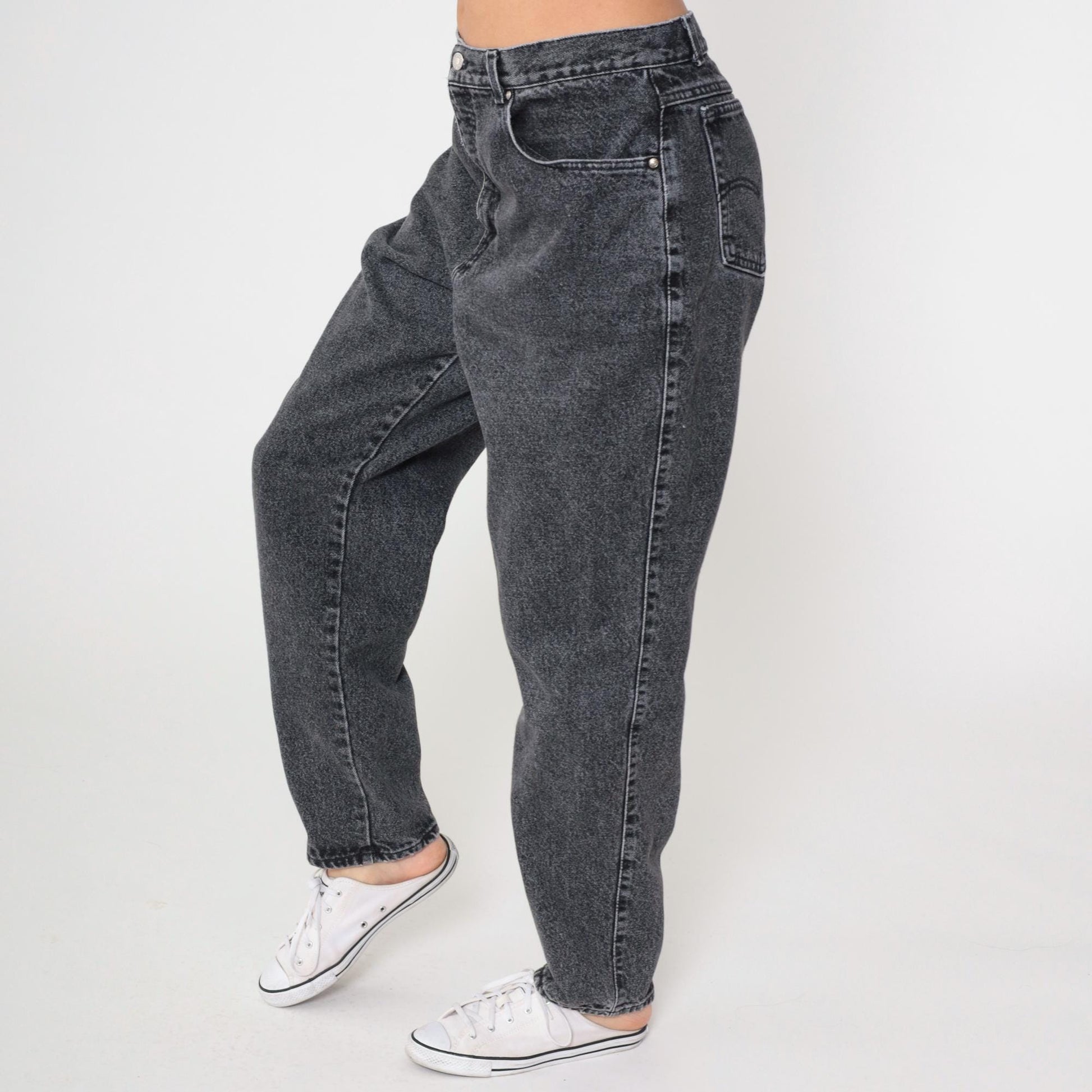 90s Levi's 900 Series High Waist Tapered Jeans Faded Black Denim Large 33x31