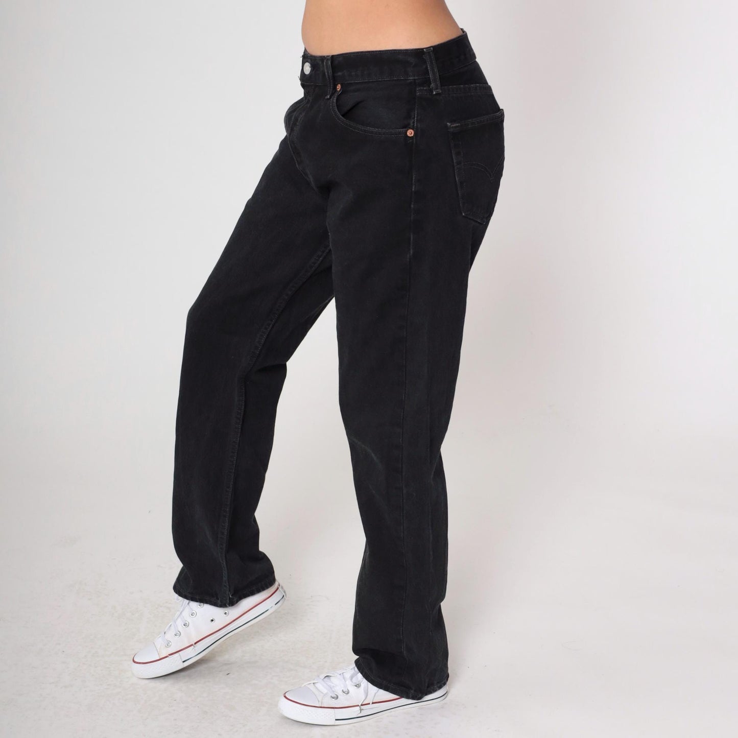 00s Levi's 501 Black Denim Jeans Straight Leg Mid Rise W36 L32