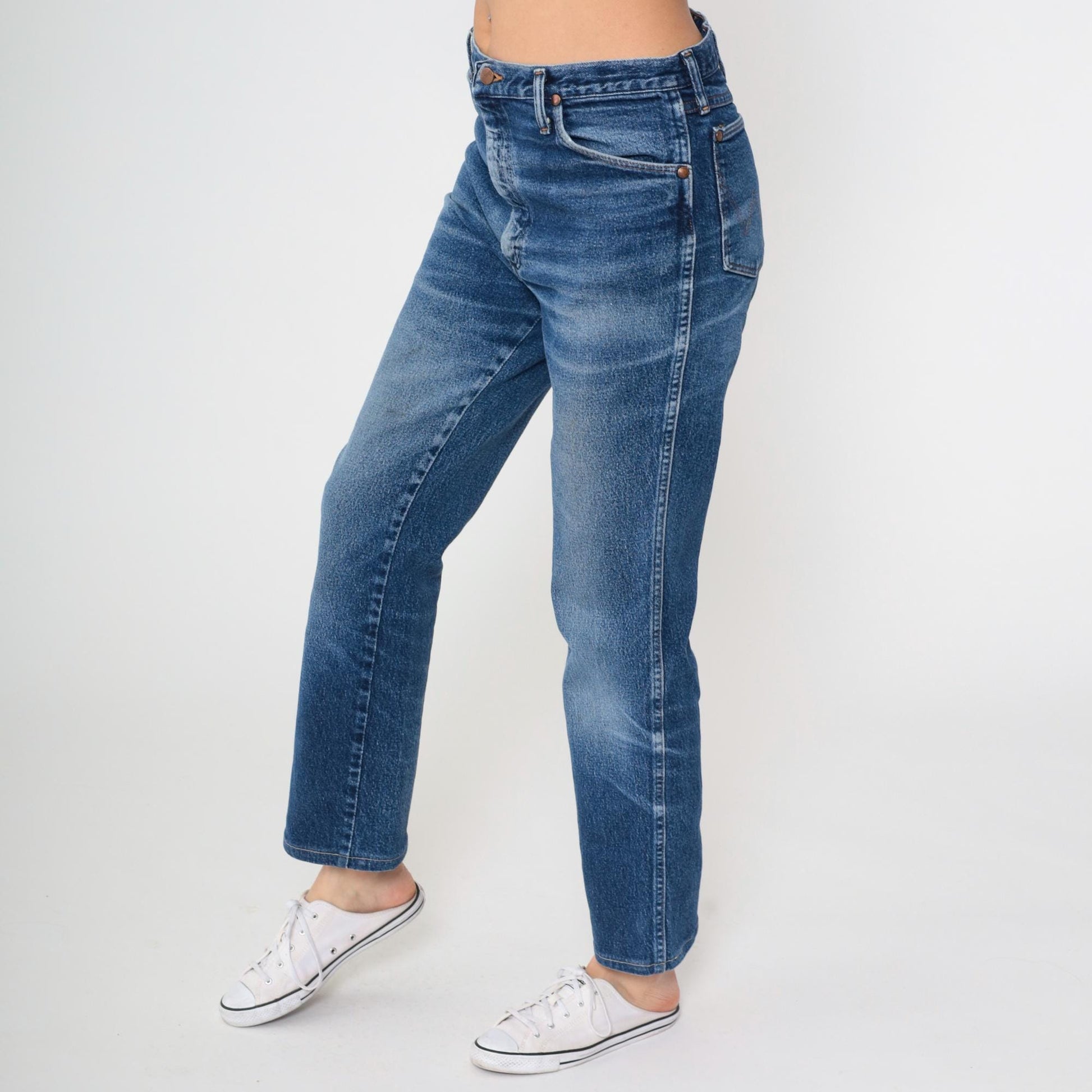 90s Wrangler Bootcut Jeans High Rise Faded Blue Denim 33x29 Men's Medium