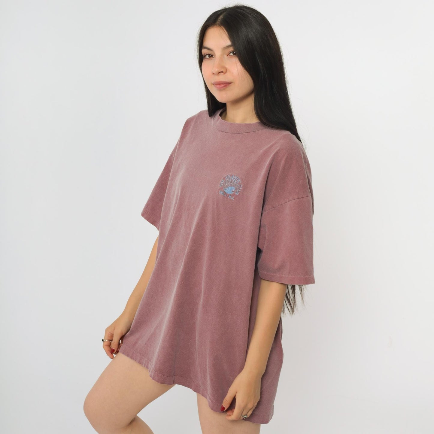 90s Atlantic Club Wall NJ Embroidered Gym Tee Burgundy Cotton Extra Large XL