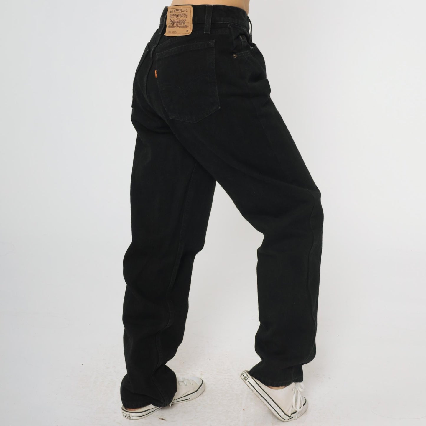 90s Levi's 961 Black Denim High-Waist Straight Leg Jeans Medium 8