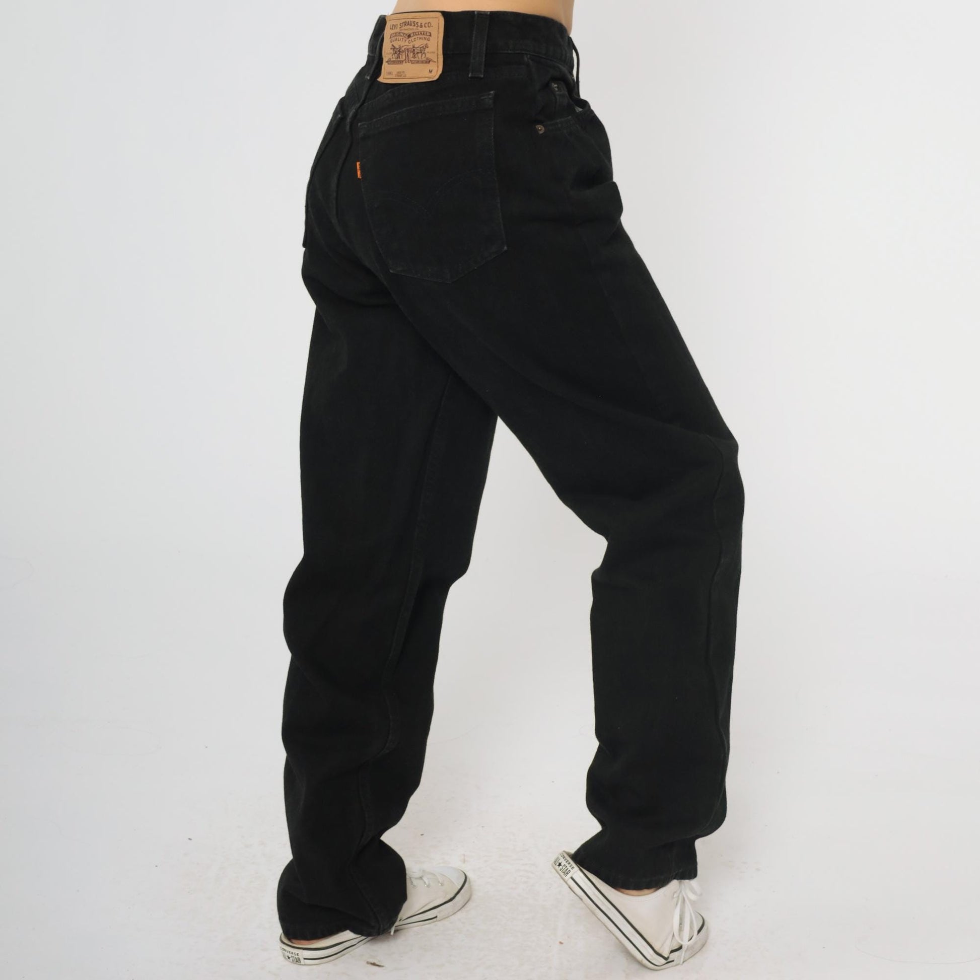 90s Levi's 961 Black Denim High-Waist Straight Leg Jeans Medium 8