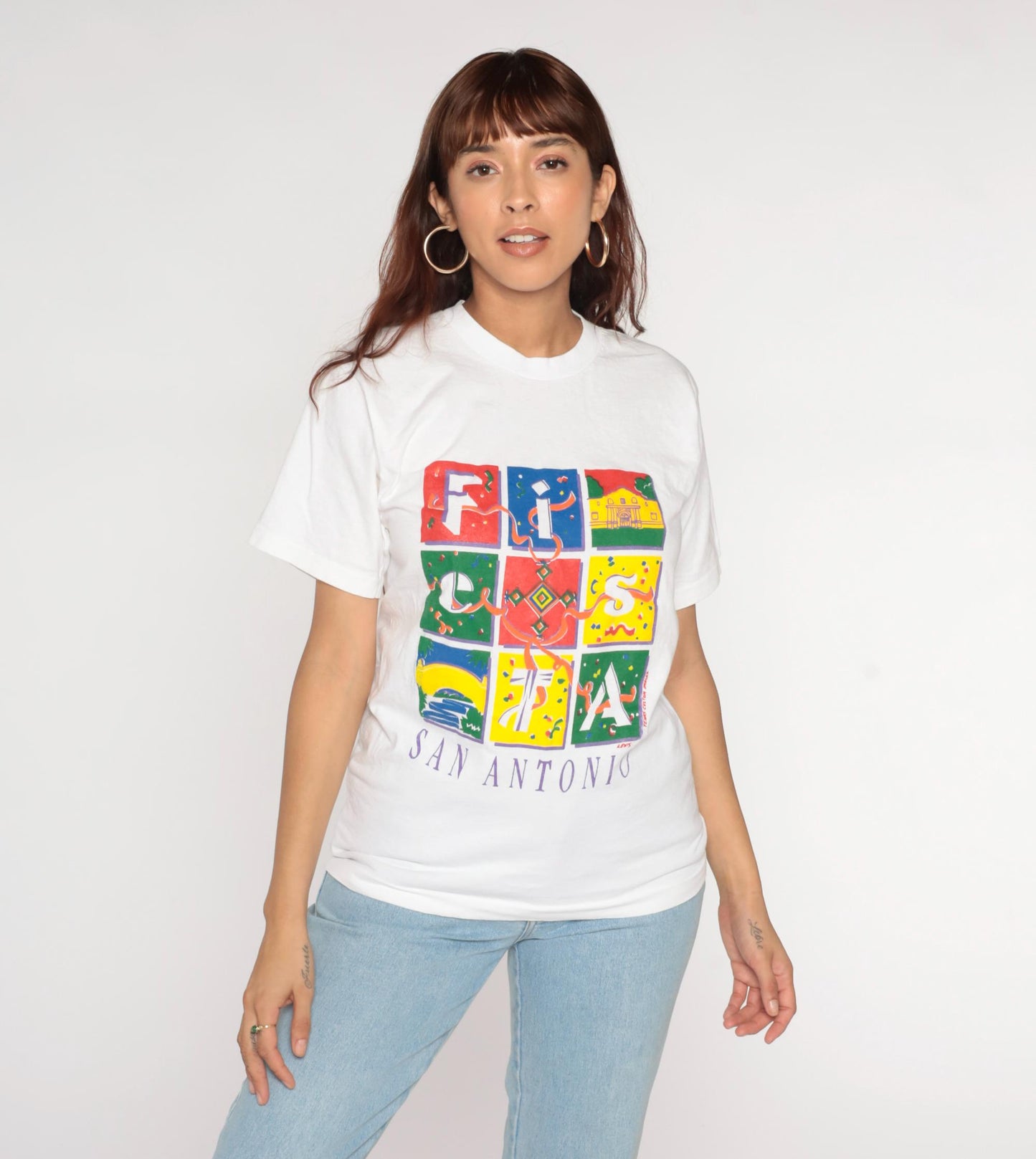 90s Fiesta San Antonio Texas Graphic T-Shirt Cotton Crewneck Small